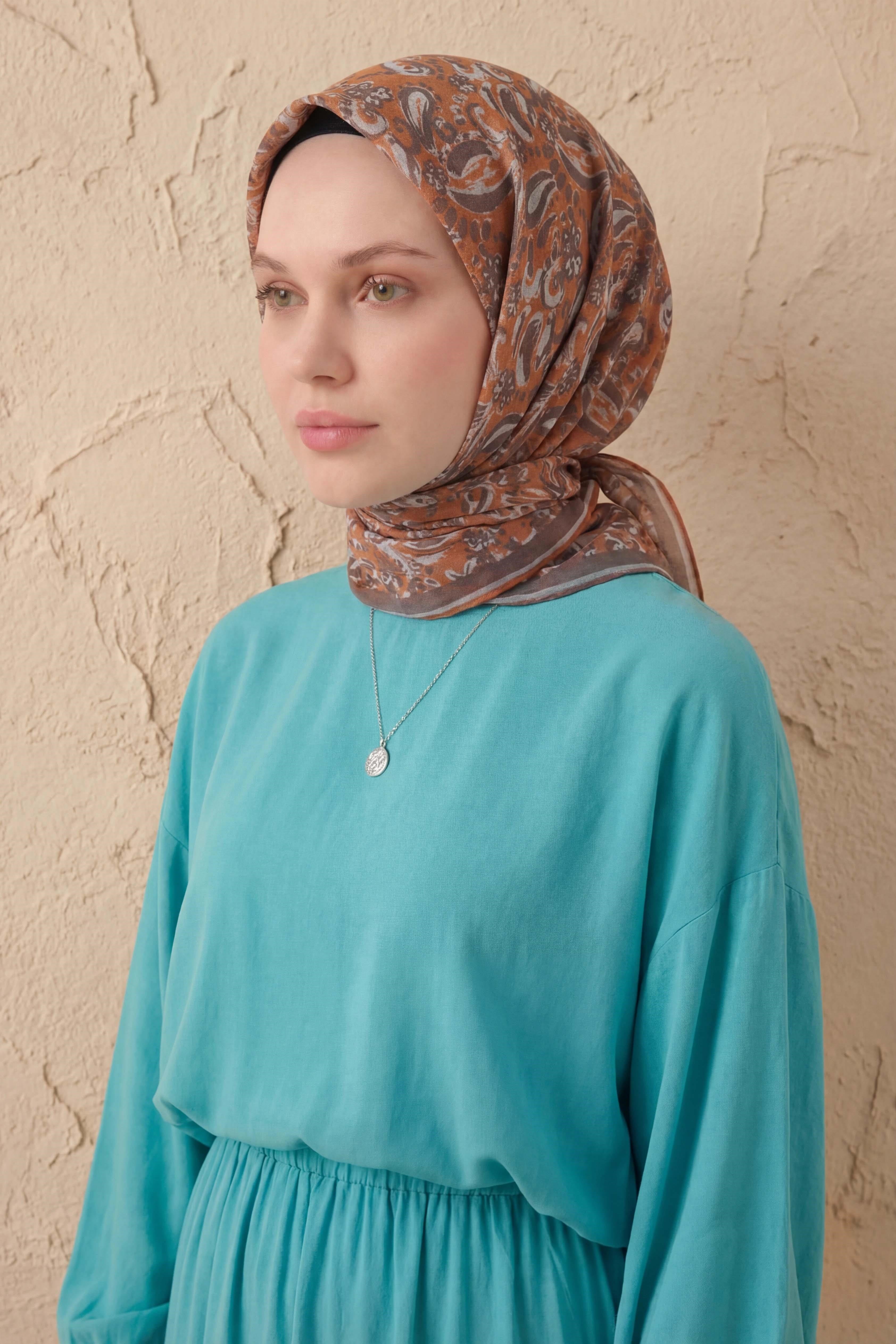 Soft Eşarp Şal Motif Taba 90x90