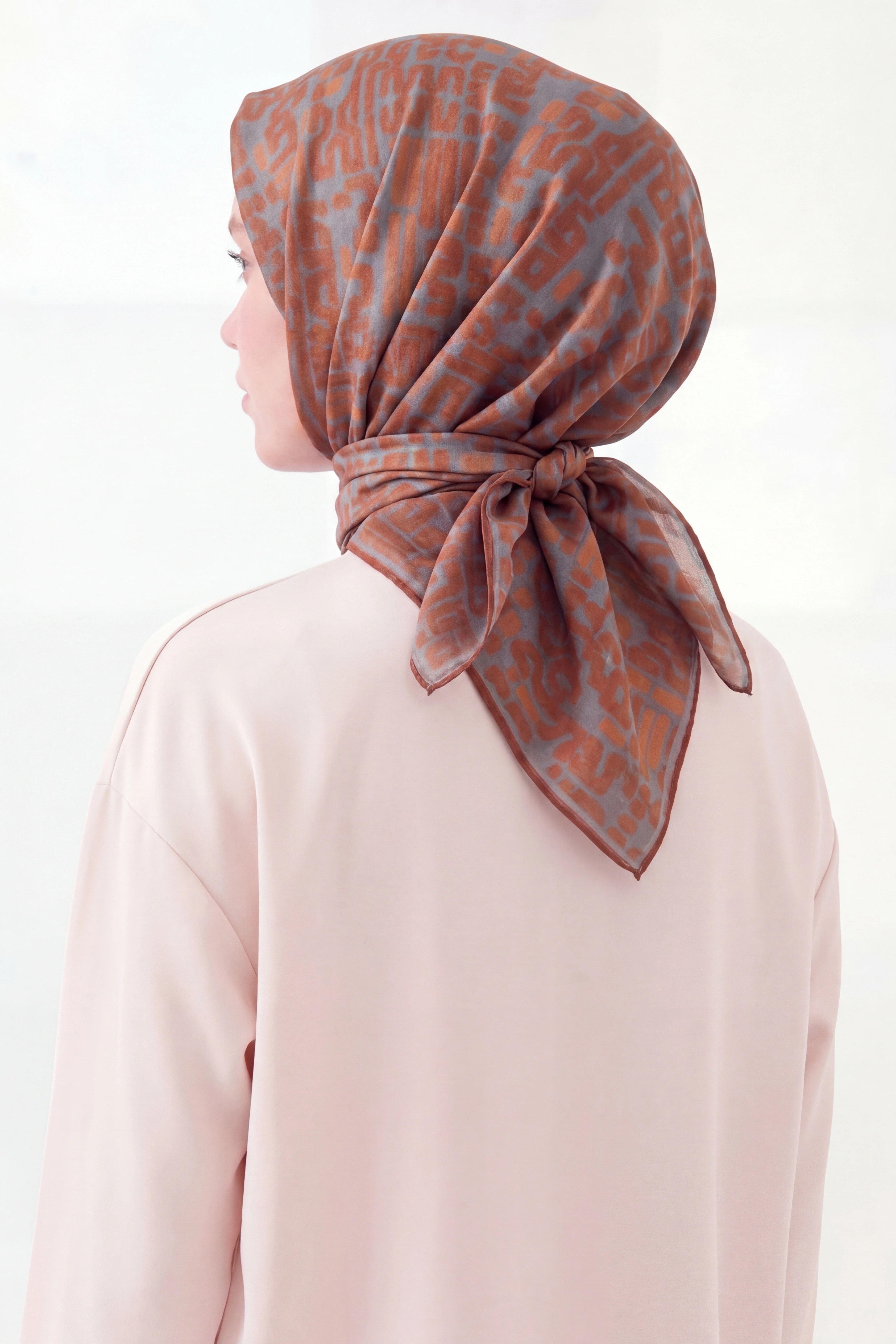 Soft Eşarp Soyut Koyu Turuncu