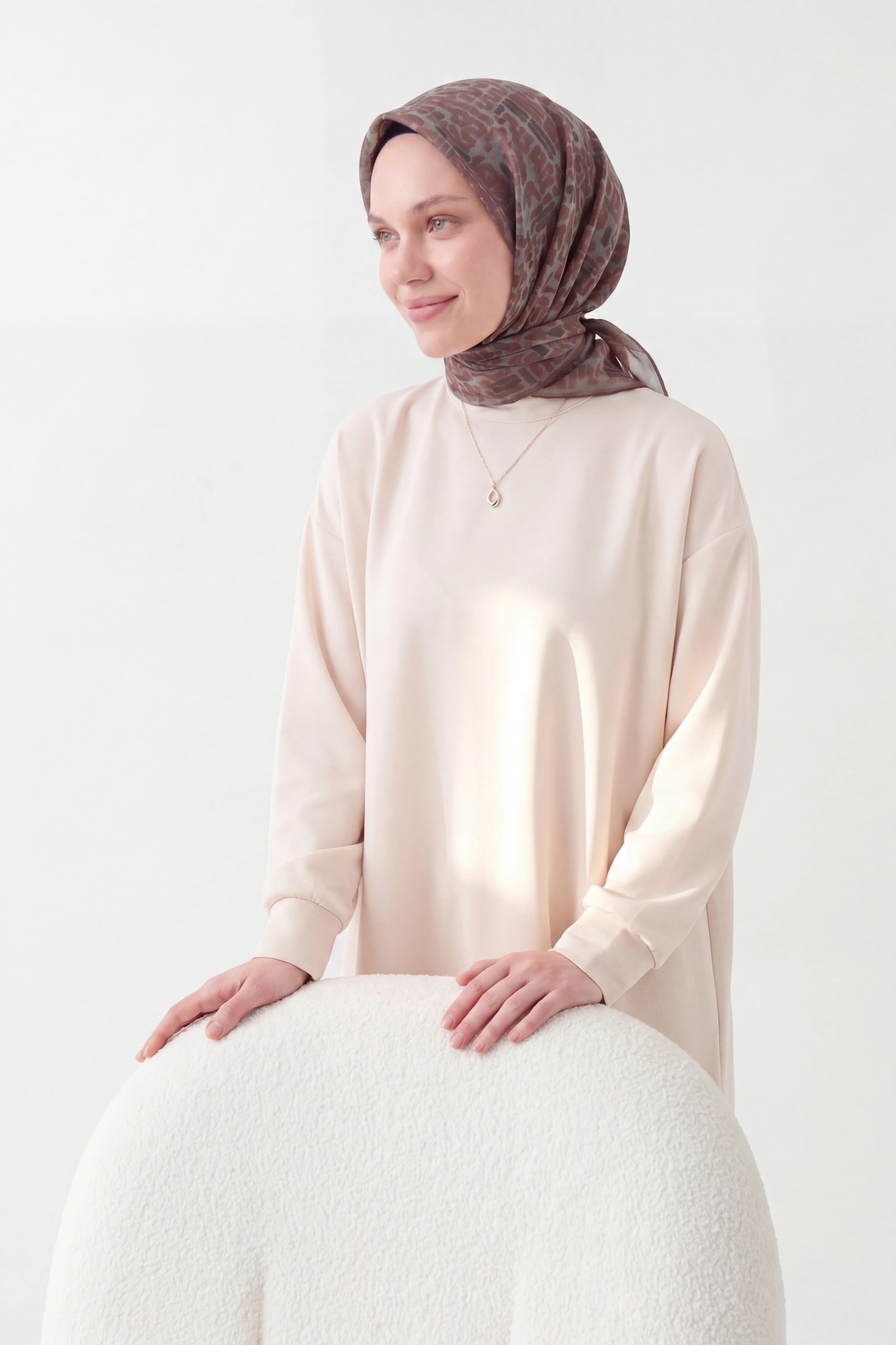 Soft Eşarp Soyut Mocha Mousse