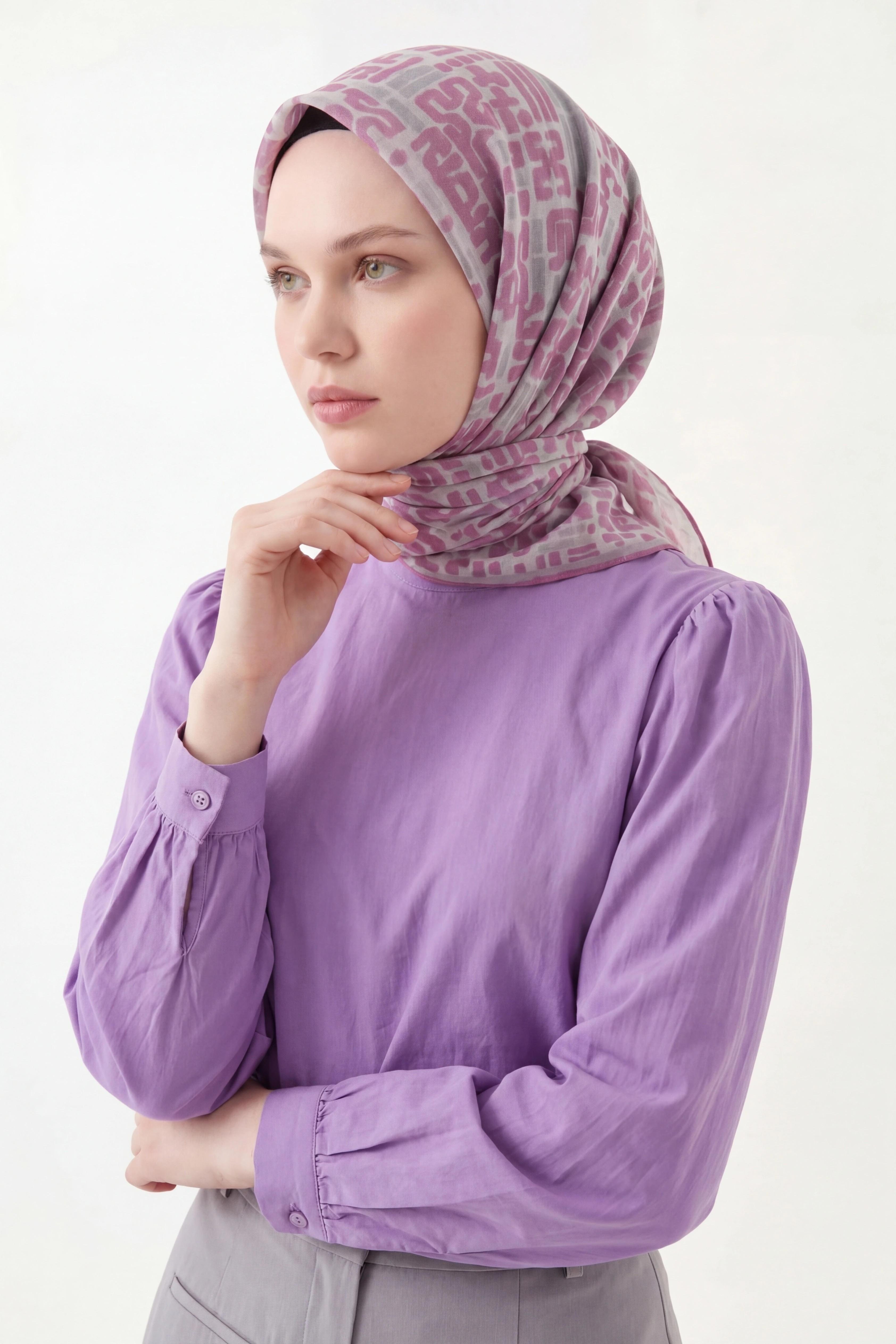 Soft Eşarp Soyut Pembe