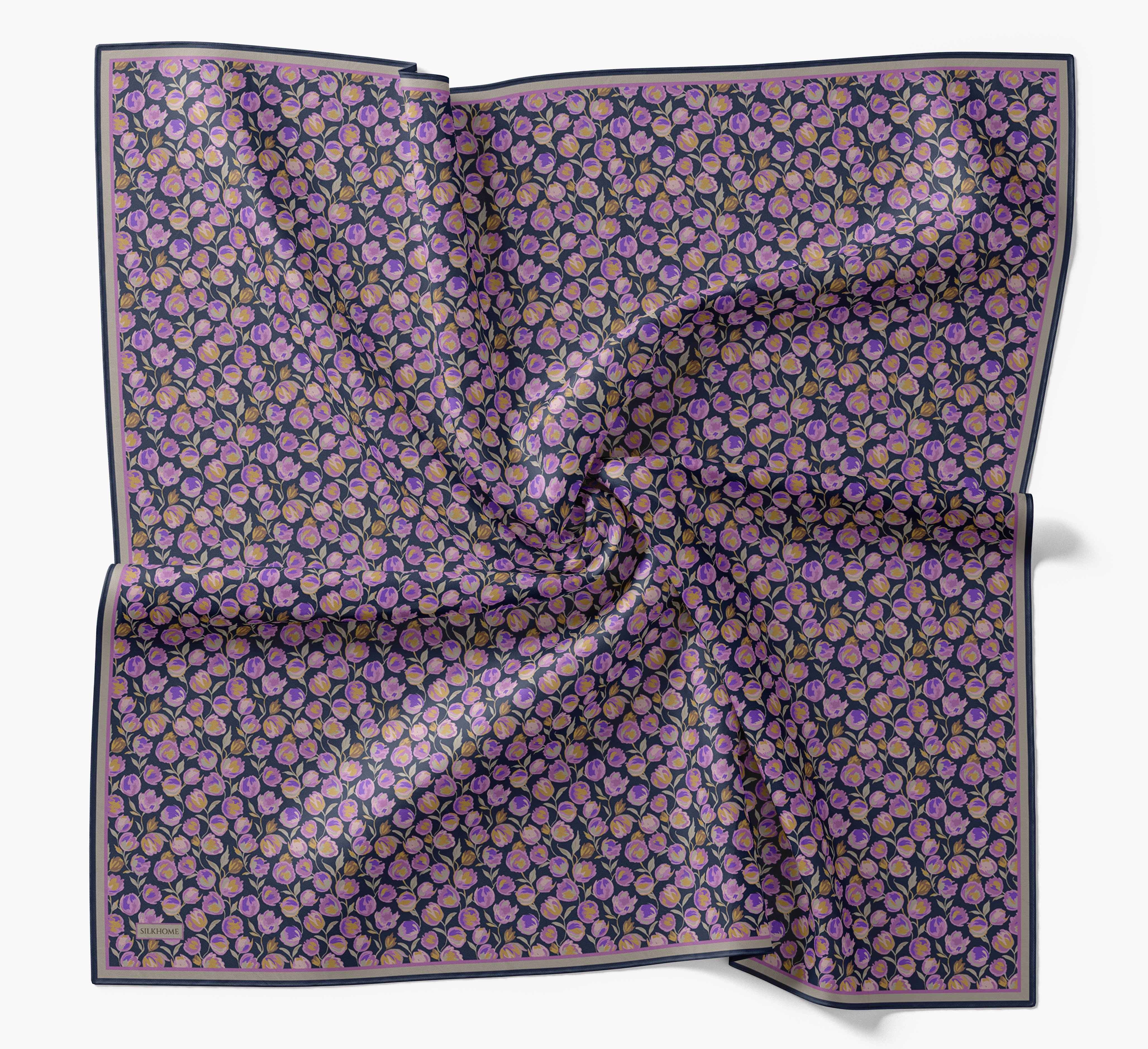 Soft Eşarp Vintage Floral Lacivert
