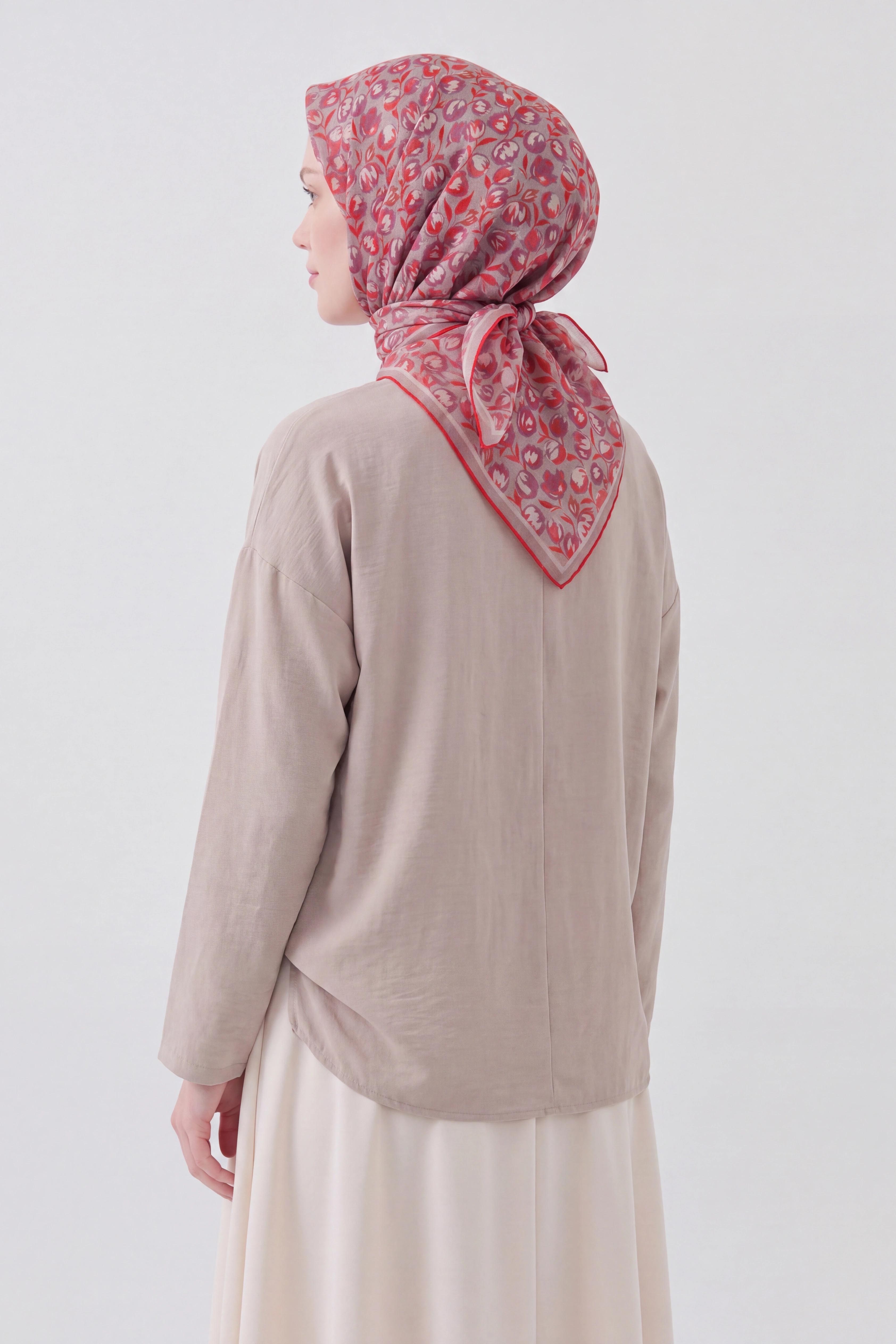Soft Eşarp Vintage Floral Mor