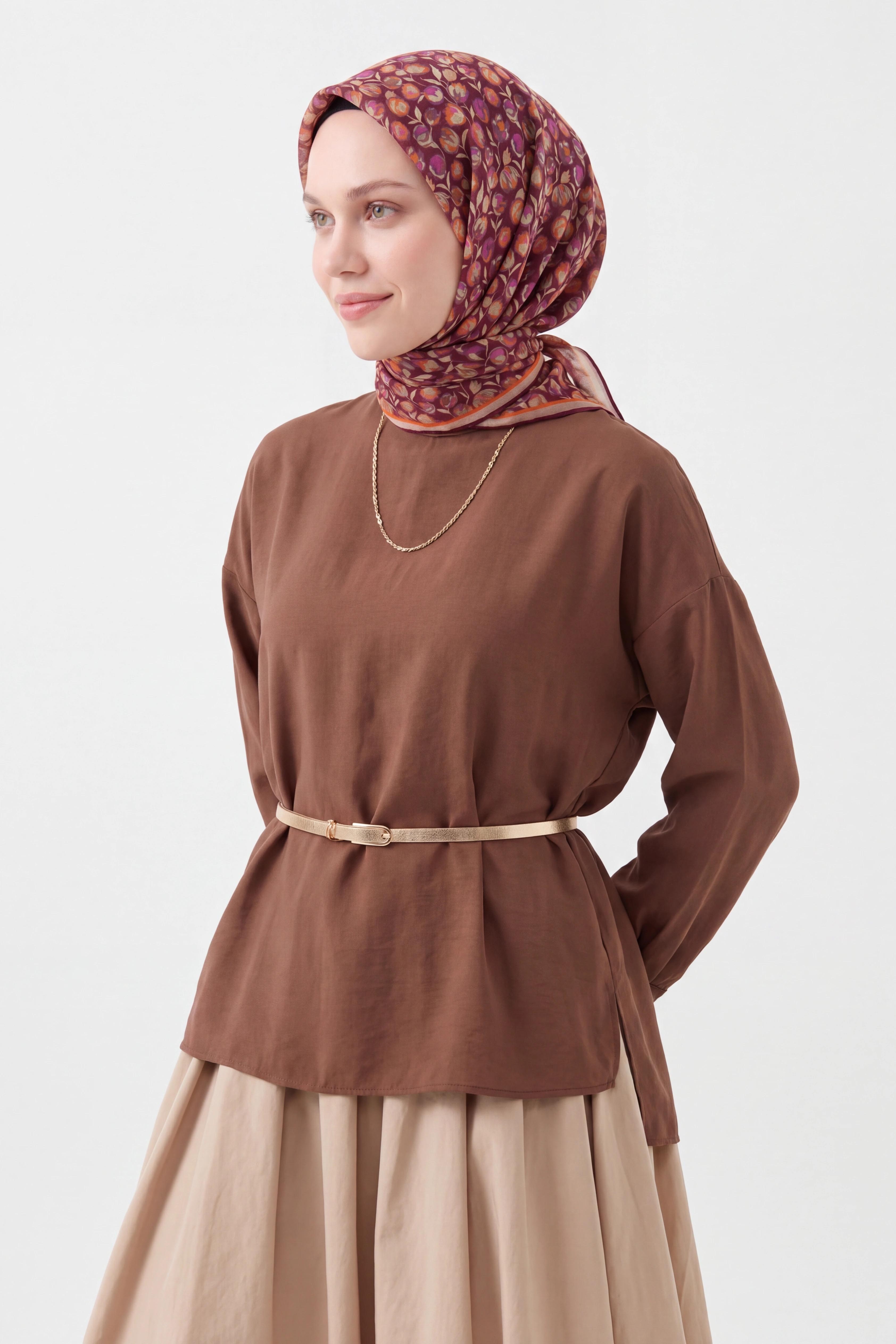 Soft Eşarp Vintage Floral Mürdüm