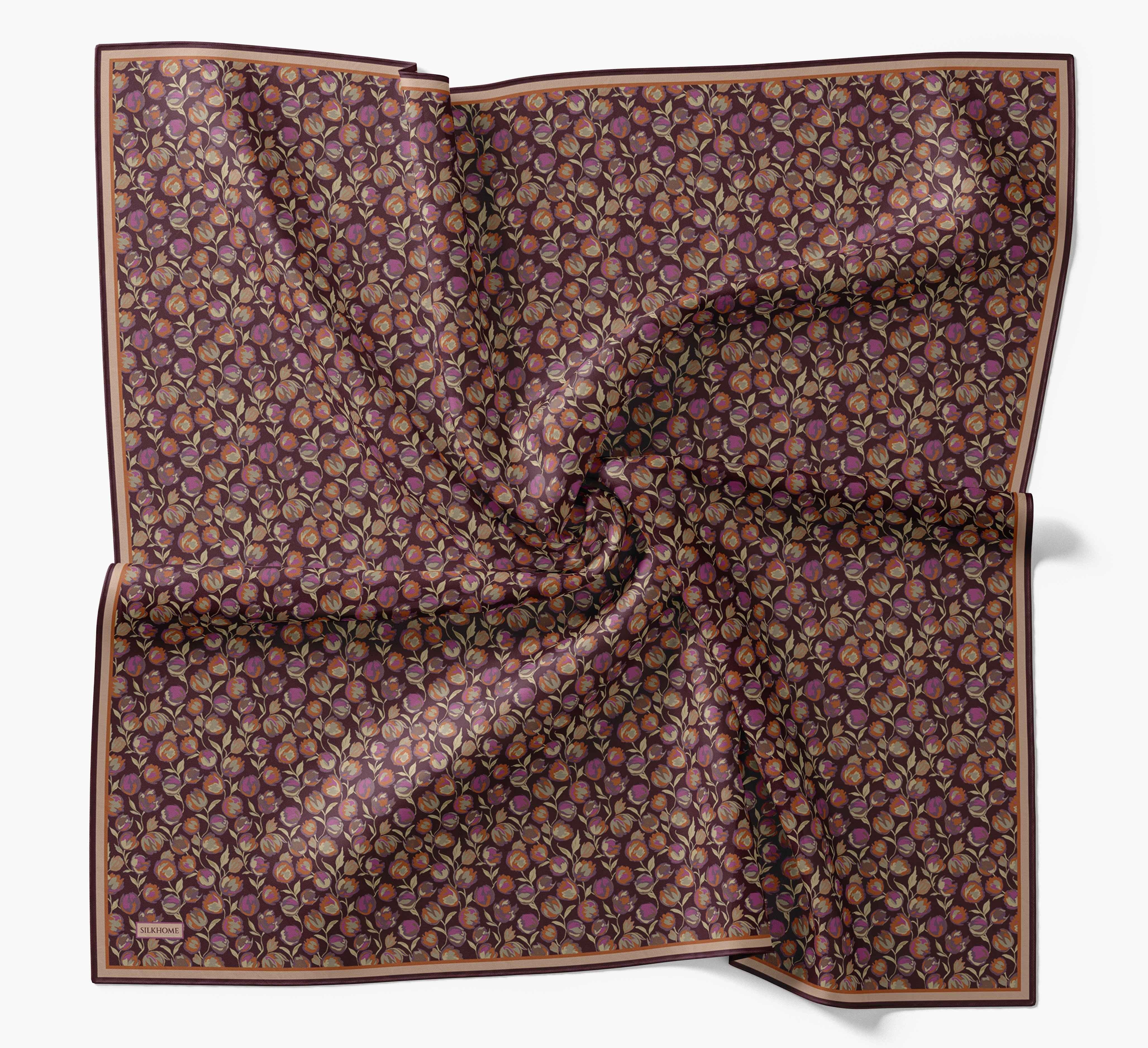 Soft Eşarp Vintage Floral Mürdüm