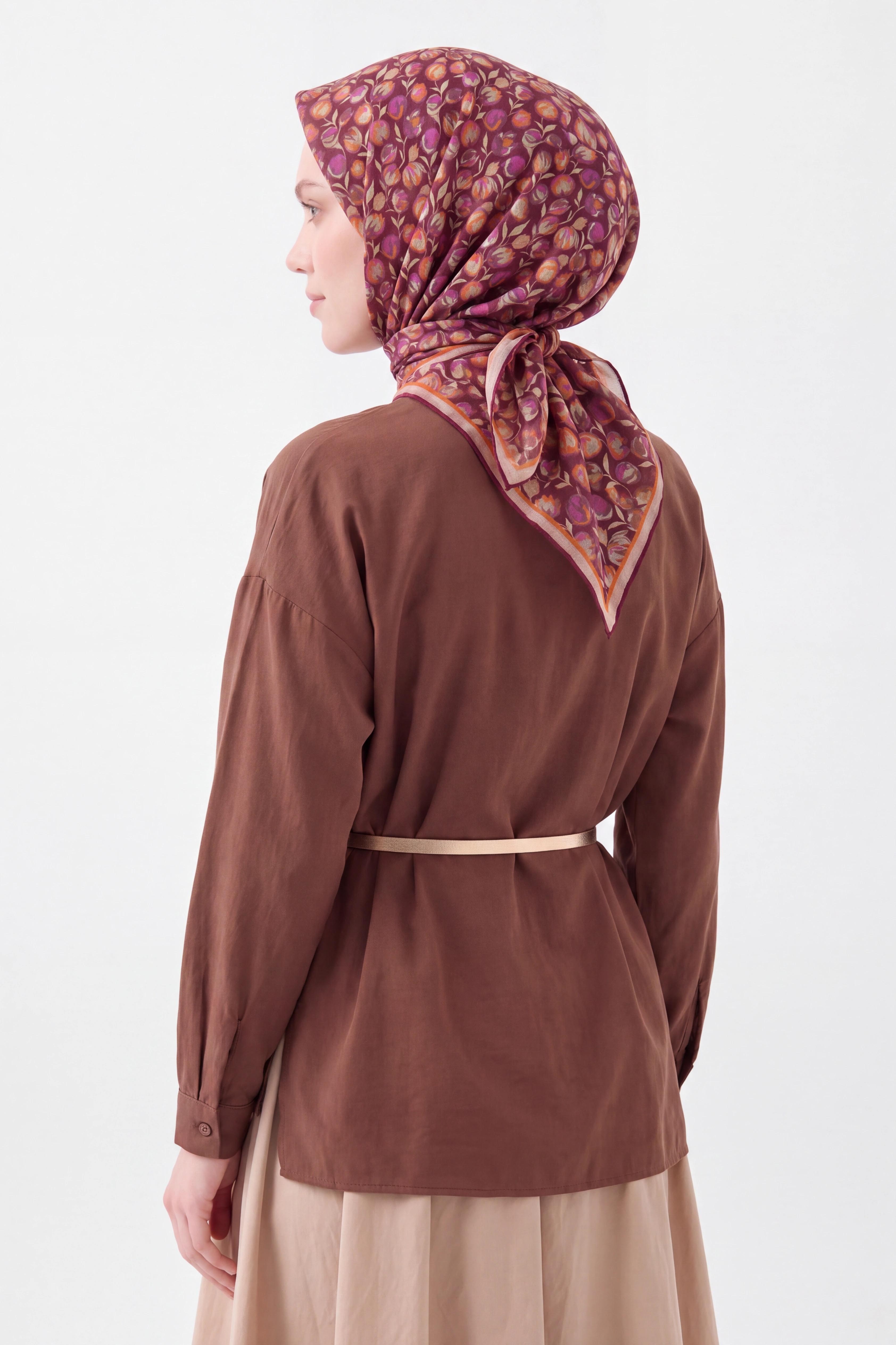 Soft Eşarp Vintage Floral Mürdüm