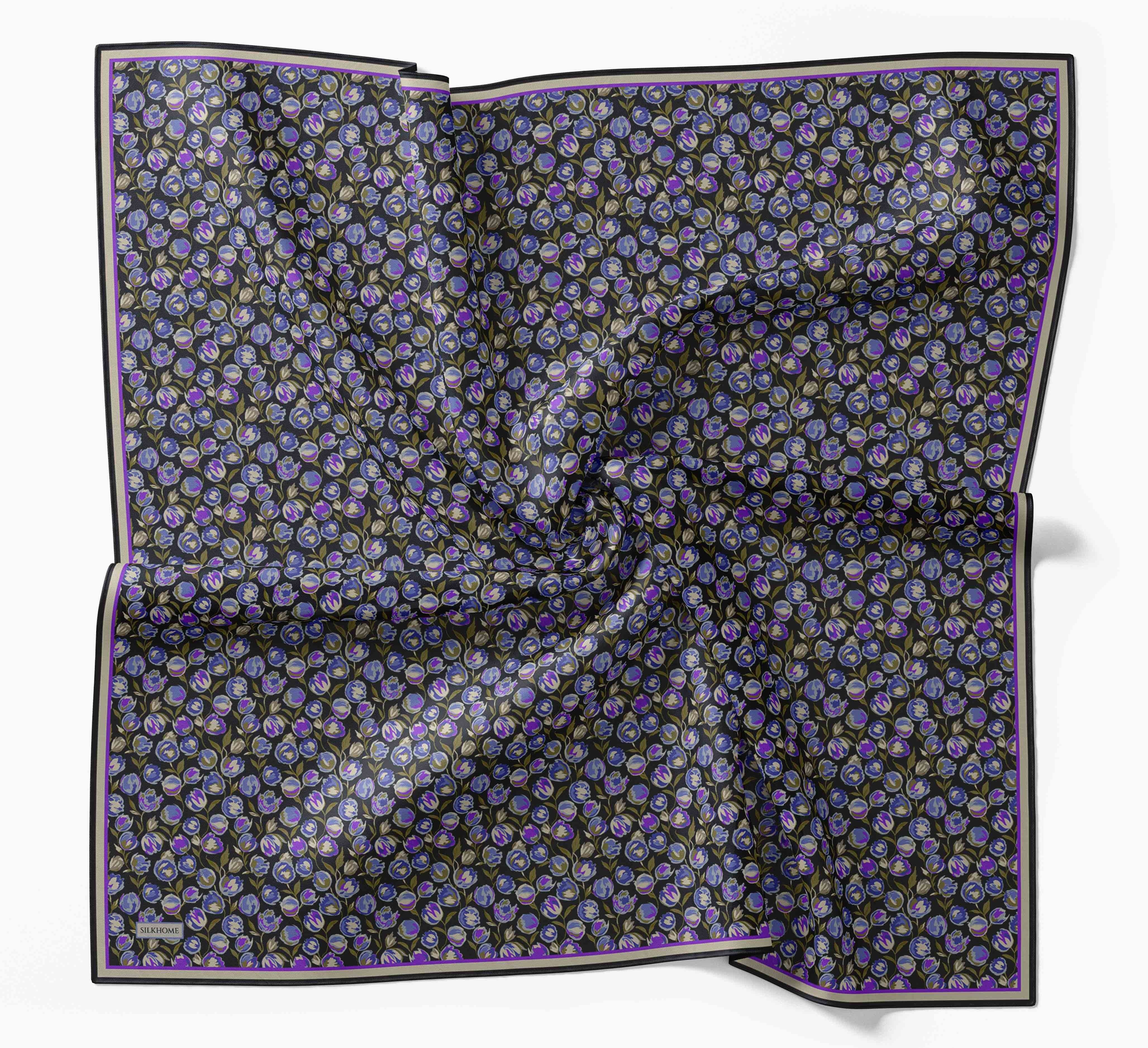 Soft Eşarp Vintage Floral Siyah