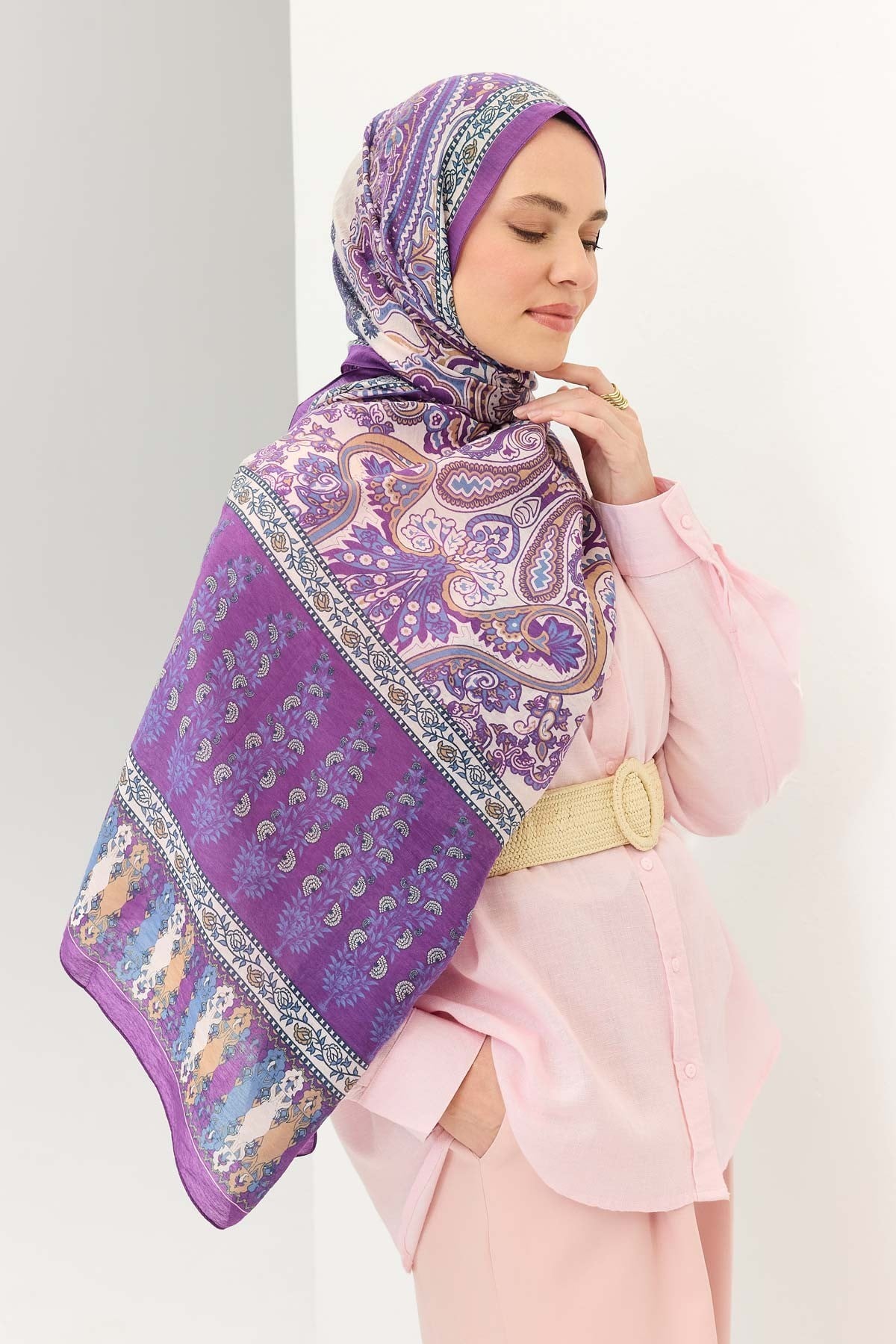 Tencel Monare Şal Bohem Mor