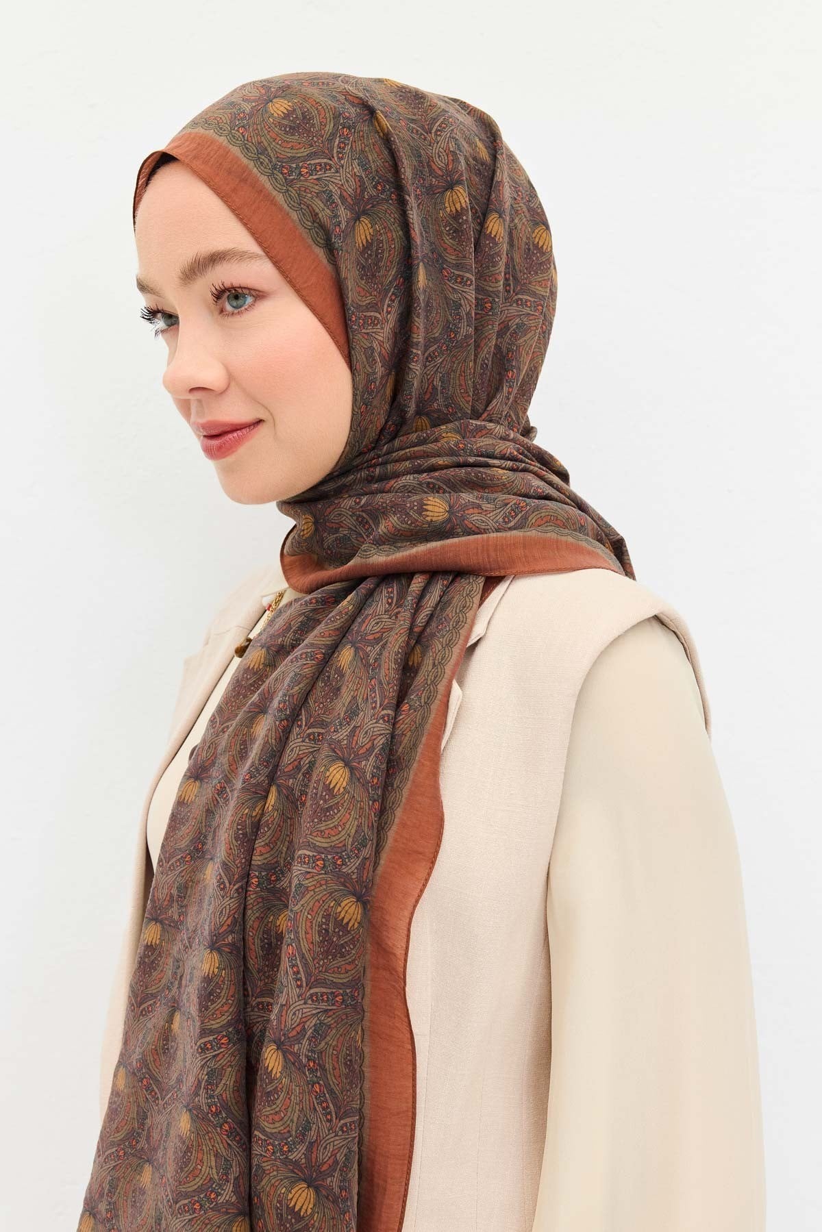 Tencel Monare Şal Tomurcuk Taba