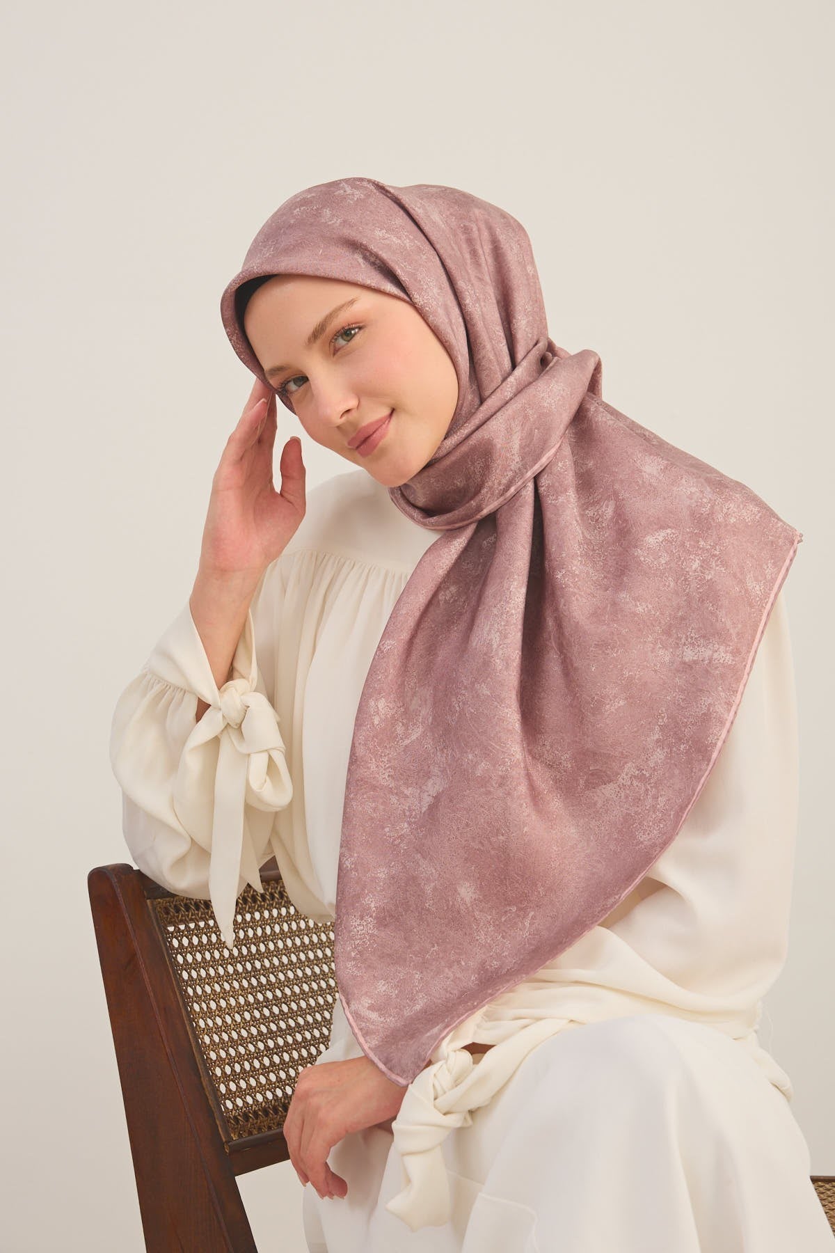 Twill İpek Büyük Boy Eşarp Pembe