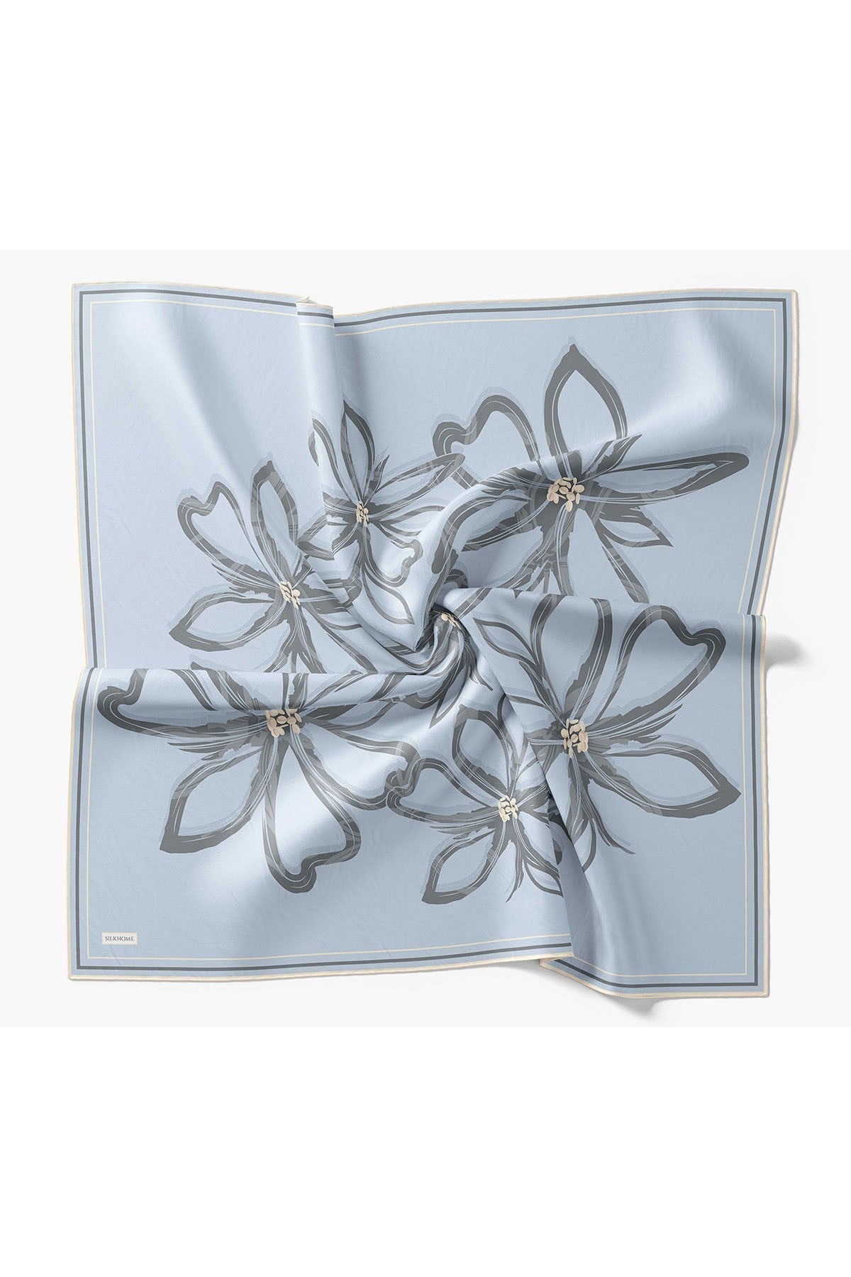Twill İpek Eşarp Bloom Bebe Mavi