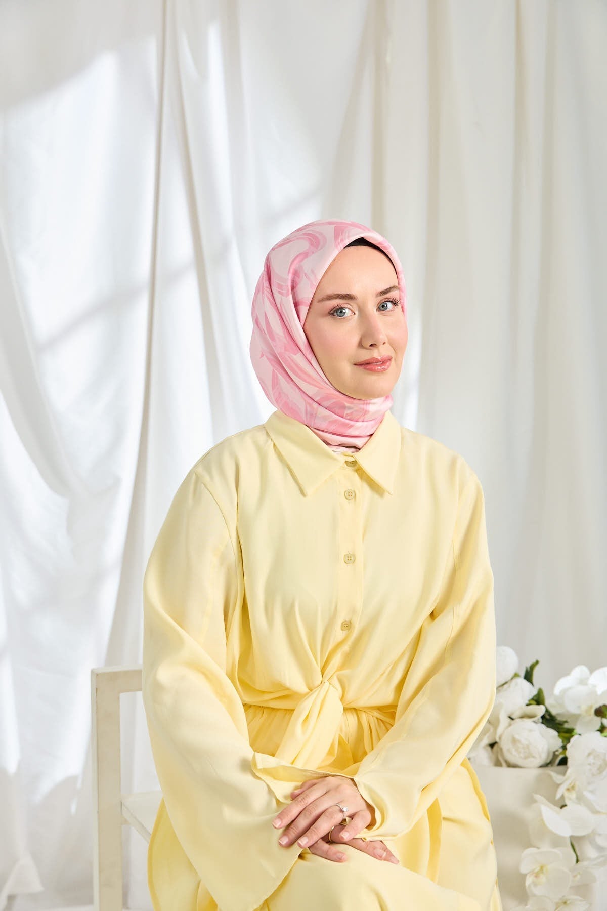 Twill İpek Eşarp Bloom Pembe
