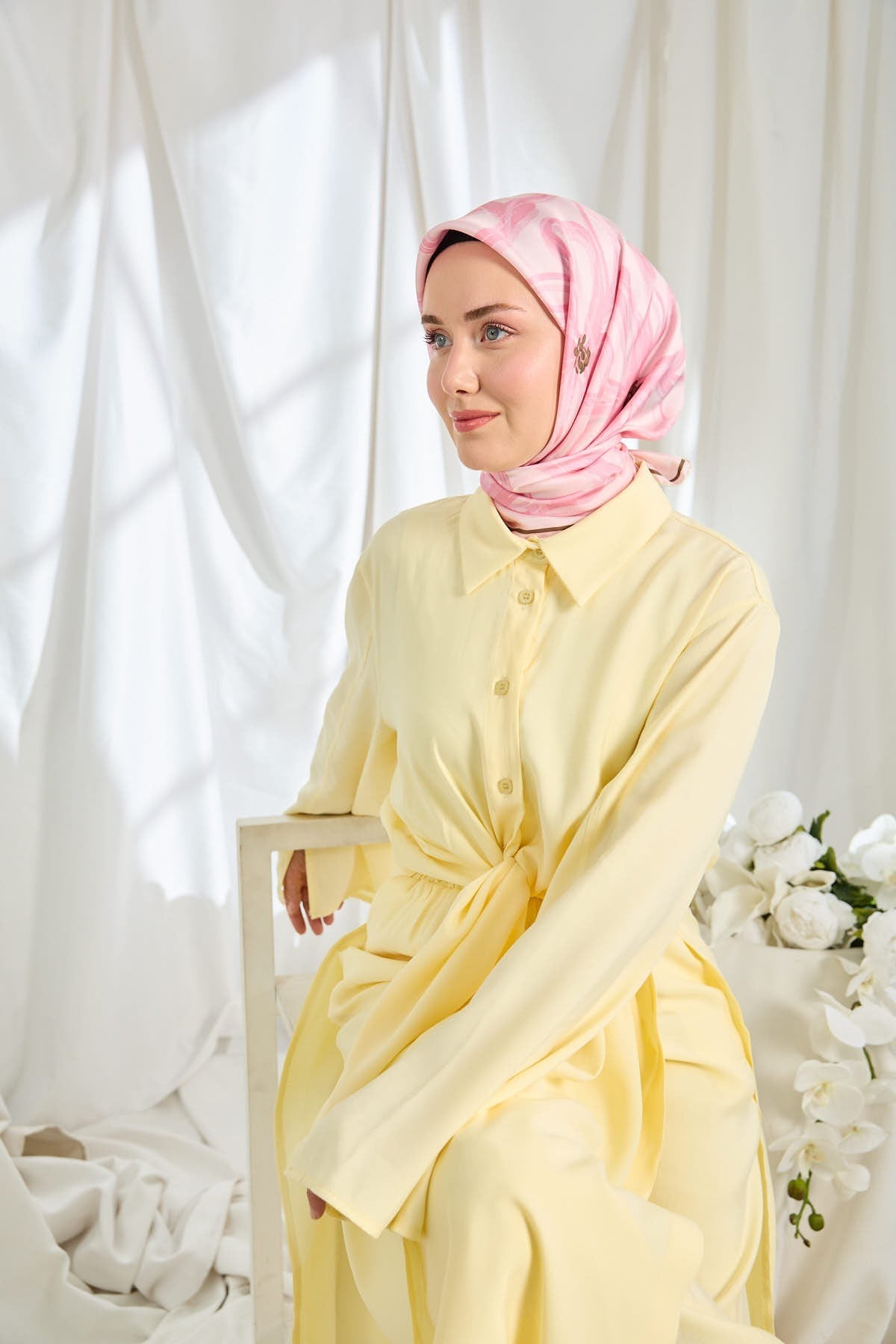 Twill İpek Eşarp Bloom Pembe