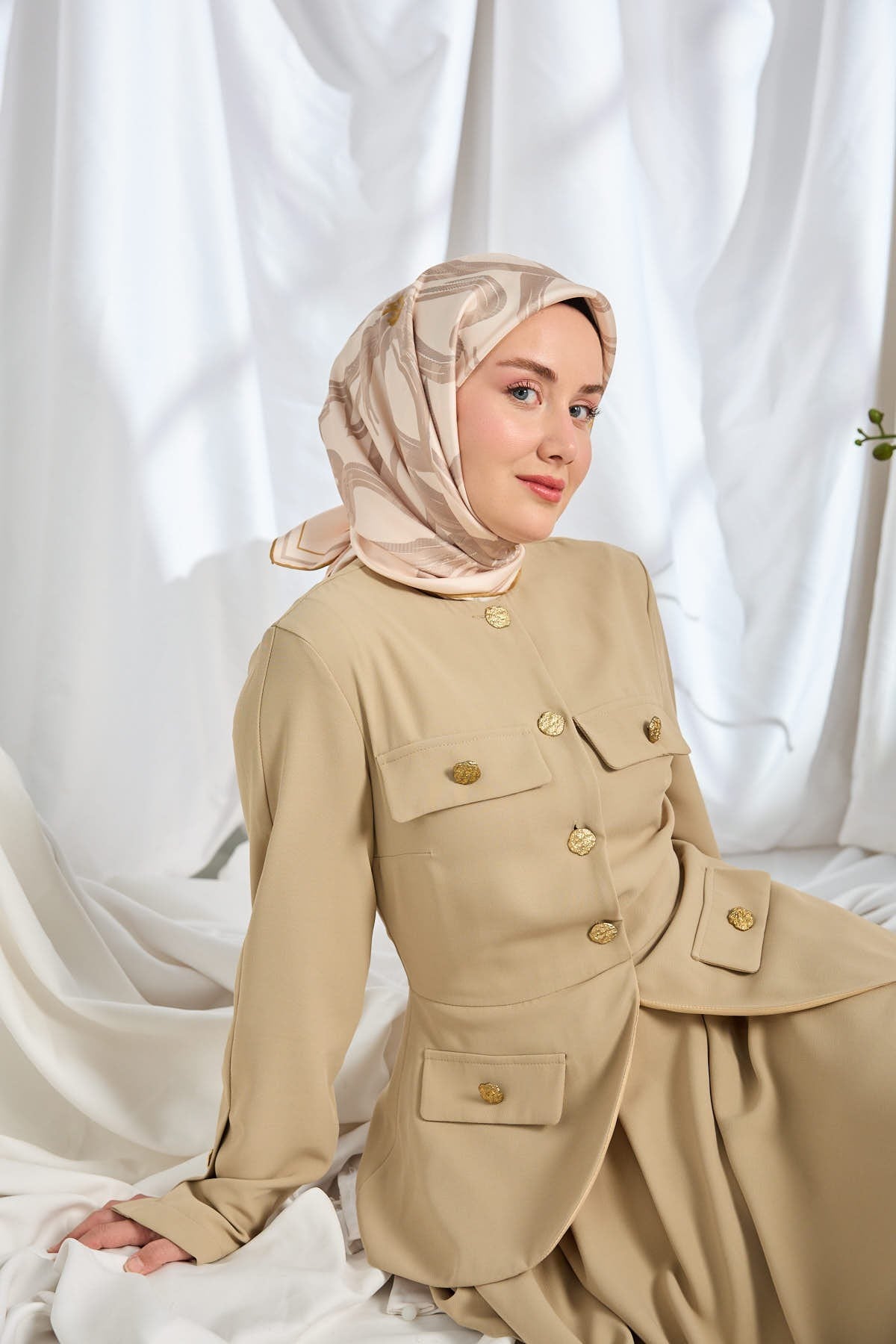 Twill İpek Eşarp Bloom Pudra