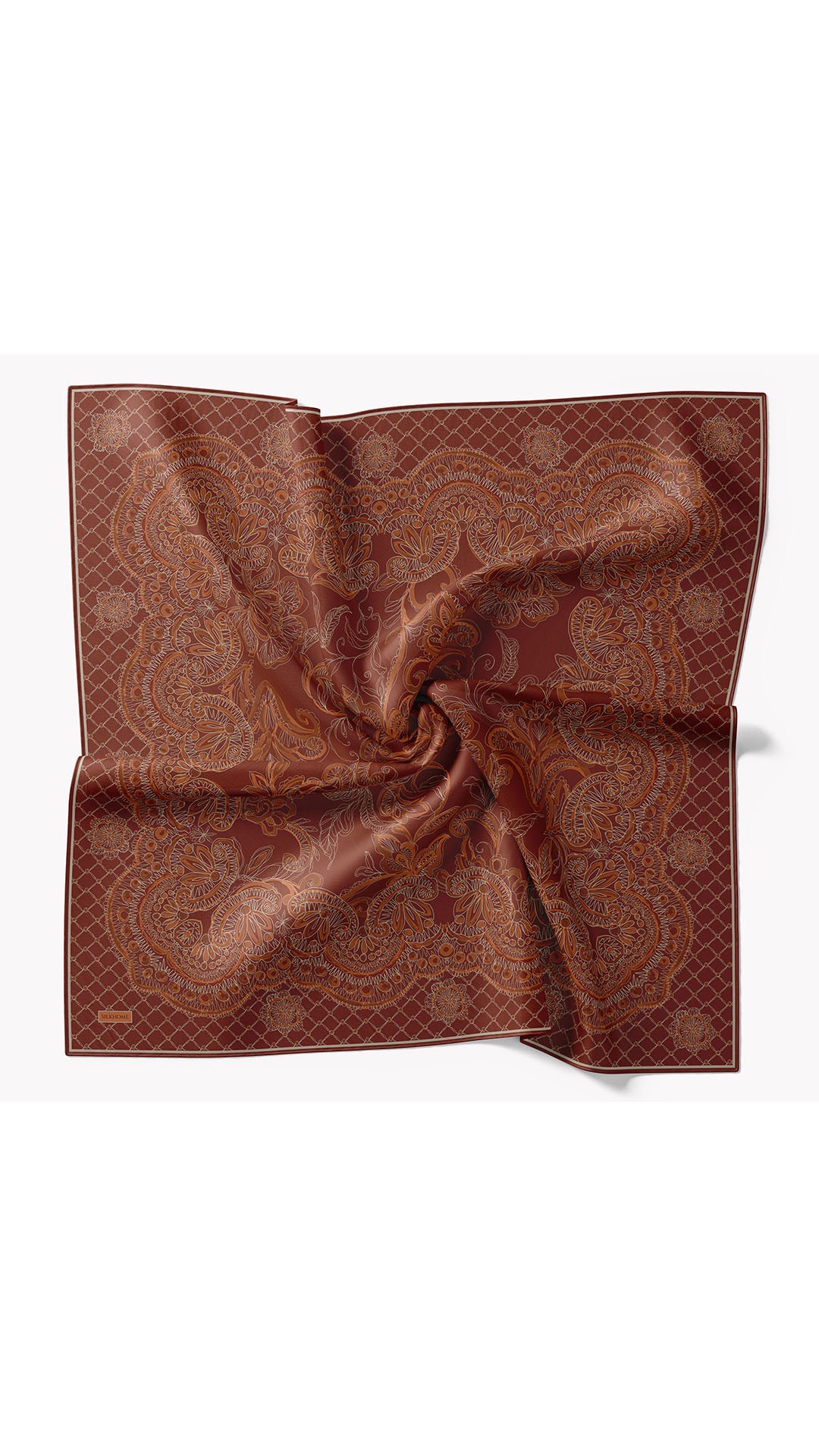 Twill İpek Eşarp Floral Paisley Bordo