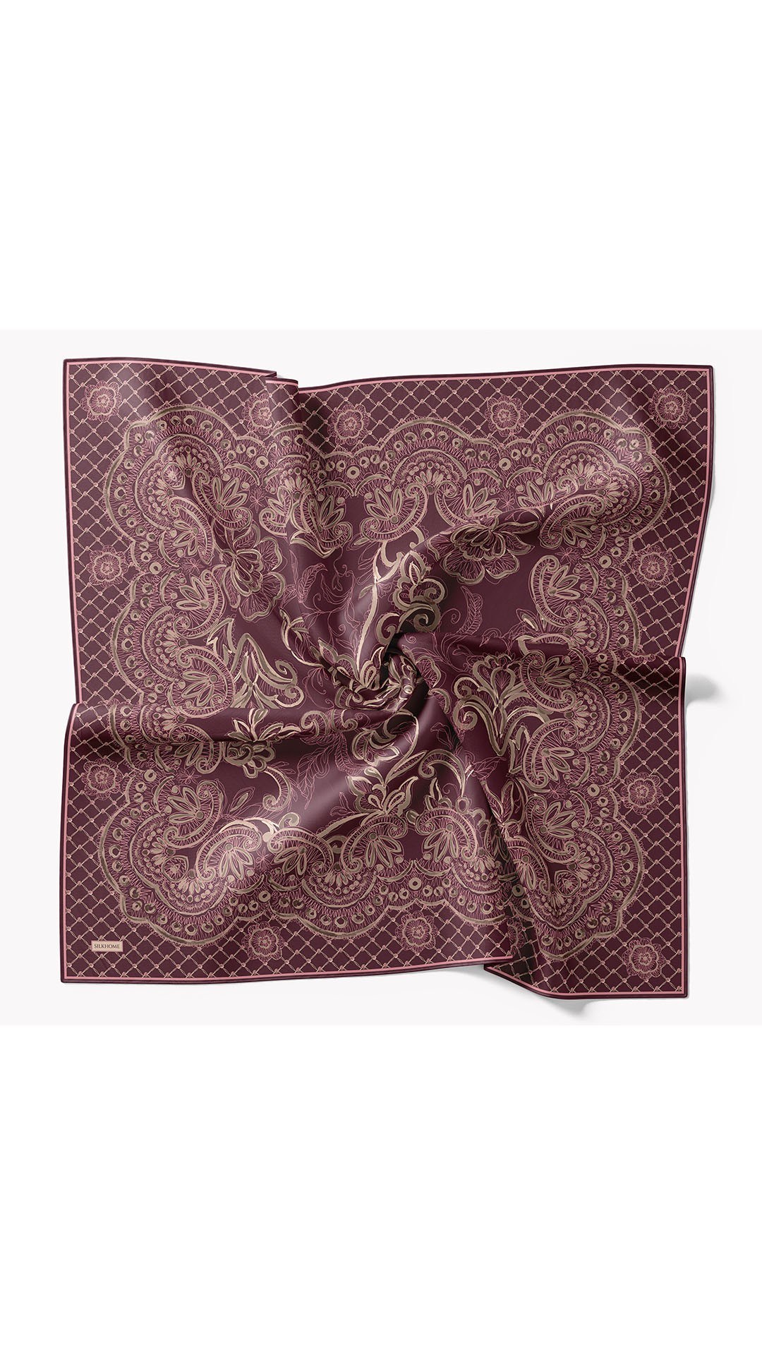 Twill İpek Eşarp Floral Paisley Mürdüm