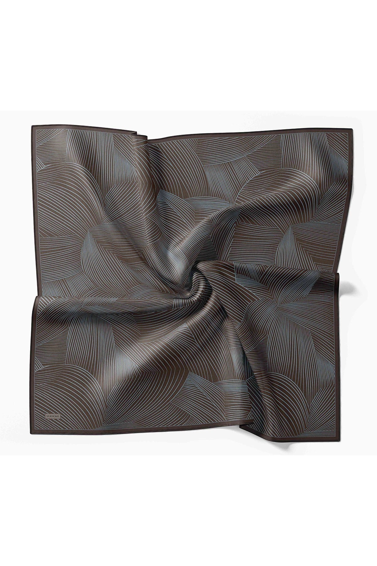 Twill İpek Eşarp Fluid Lines Acı Kahve