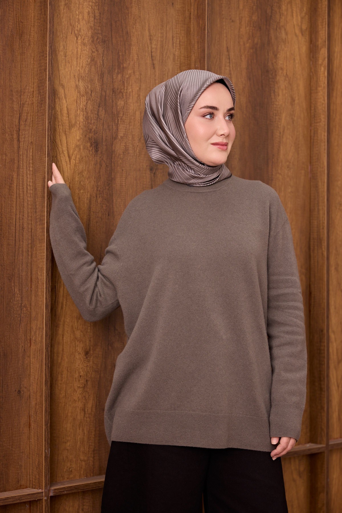 Twill İpek Eşarp Fluid Lines Gri