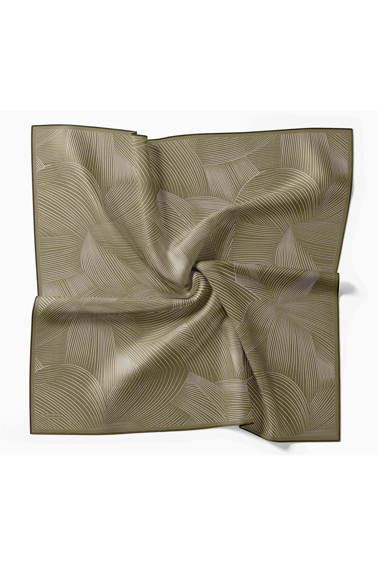 Twill İpek Eşarp Fluid Lines Haki