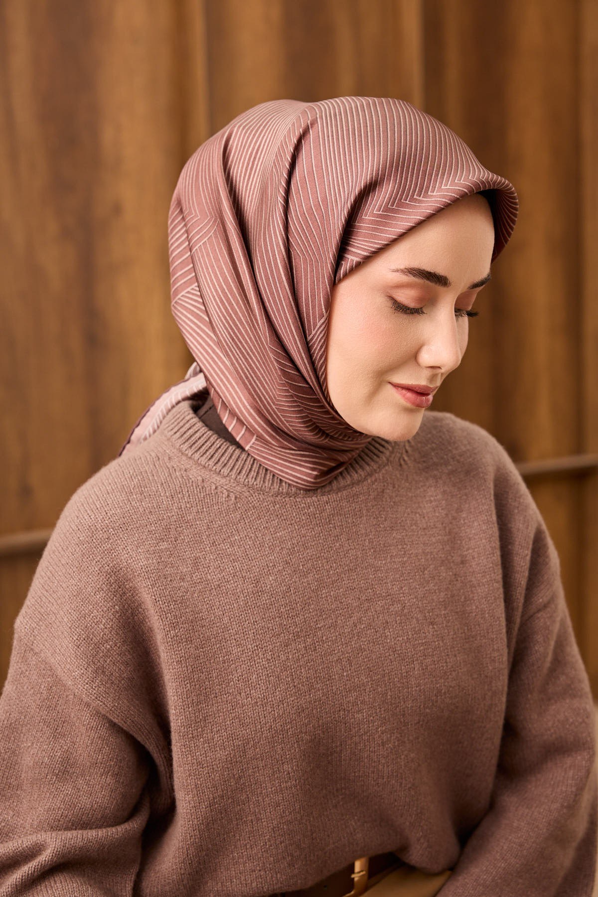 Twill İpek Eşarp Fluid Lines Kiremit