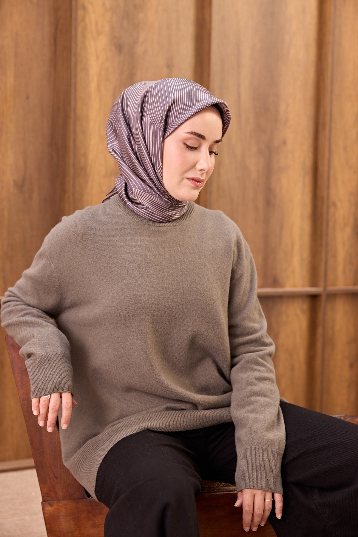 Twill İpek Eşarp Fluid Lines Mor
