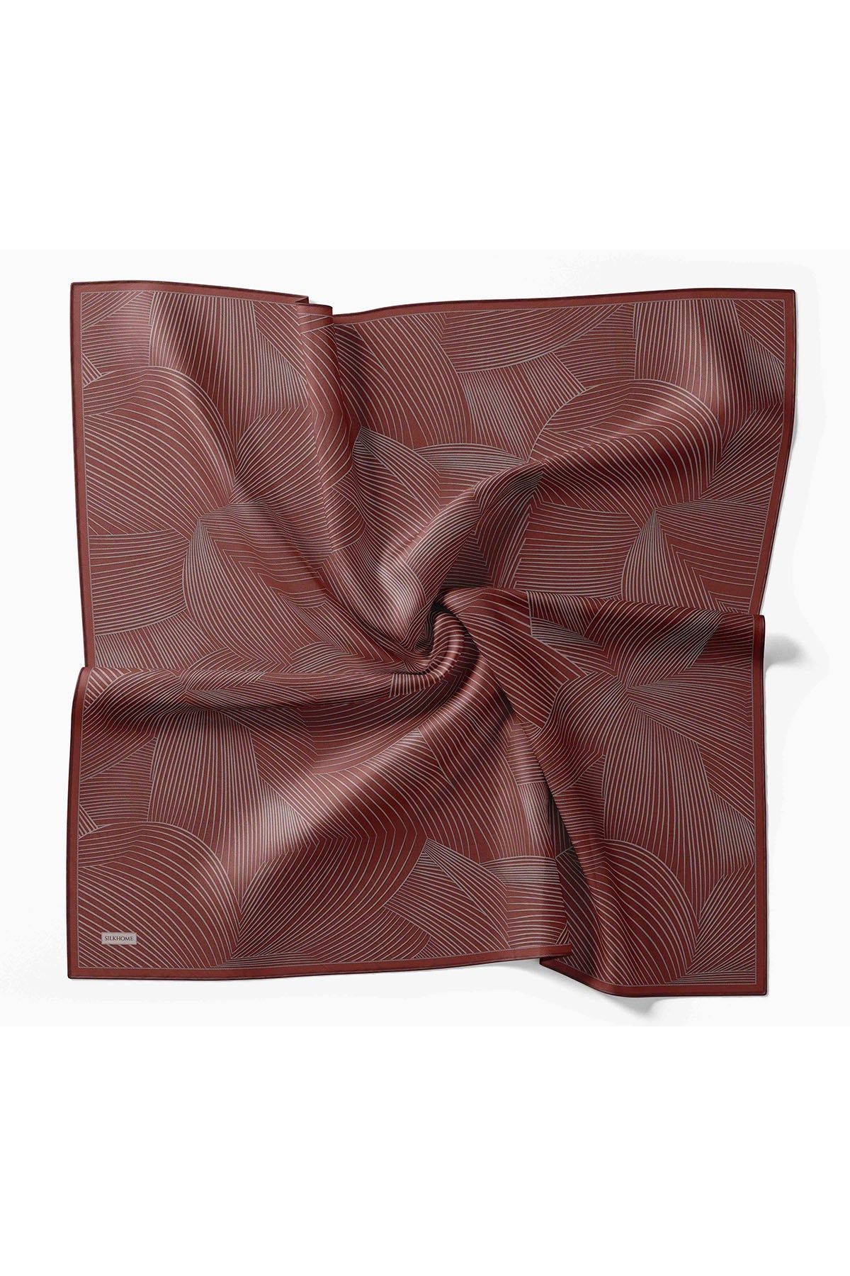 Twill İpek Eşarp Fluid Lines Şarabi
