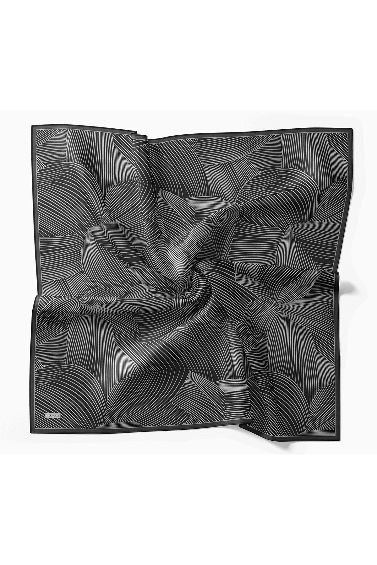 Twill İpek Eşarp Fluid Lines Siyah