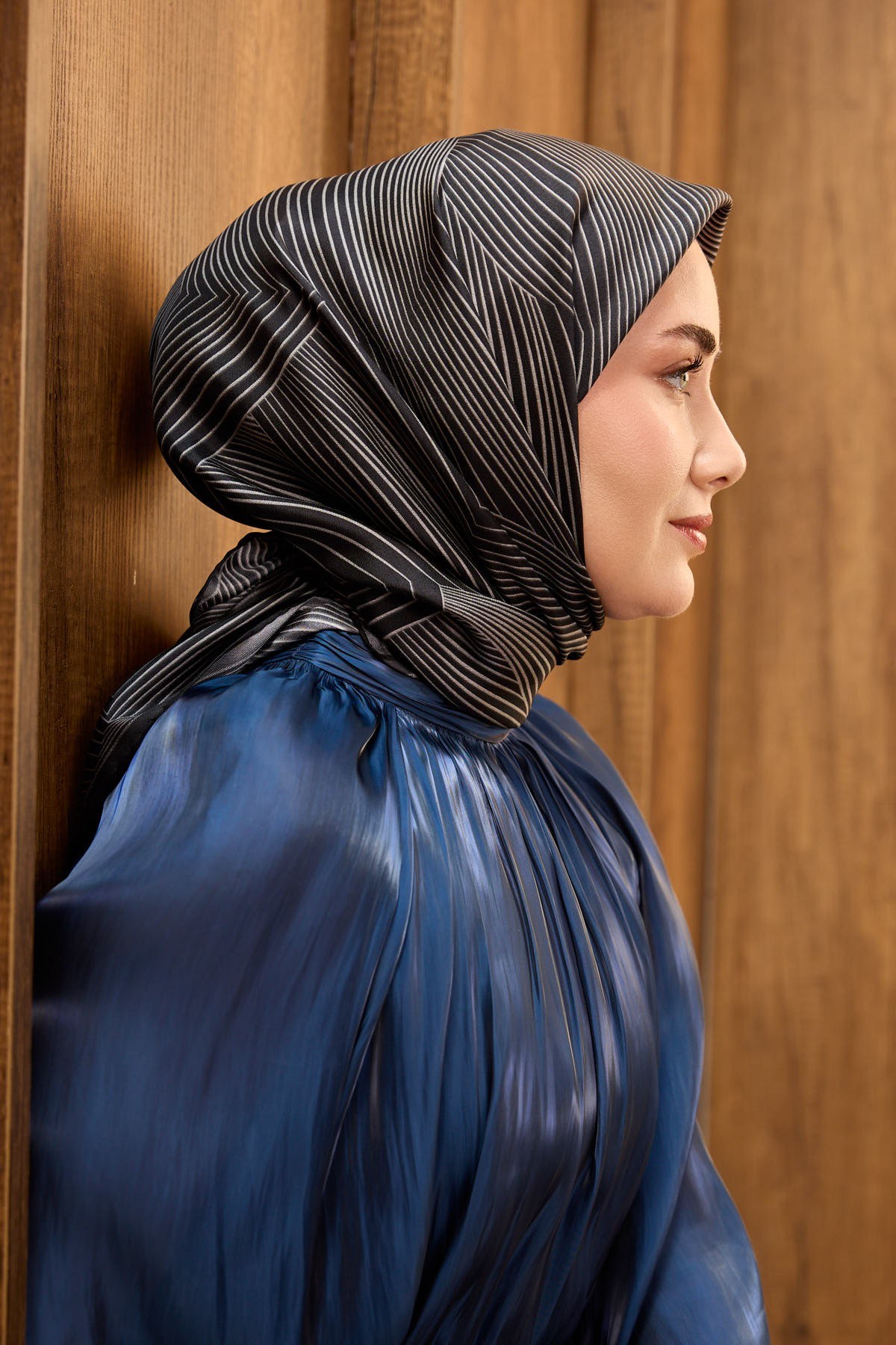 Twill İpek Eşarp Fluid Lines Siyah