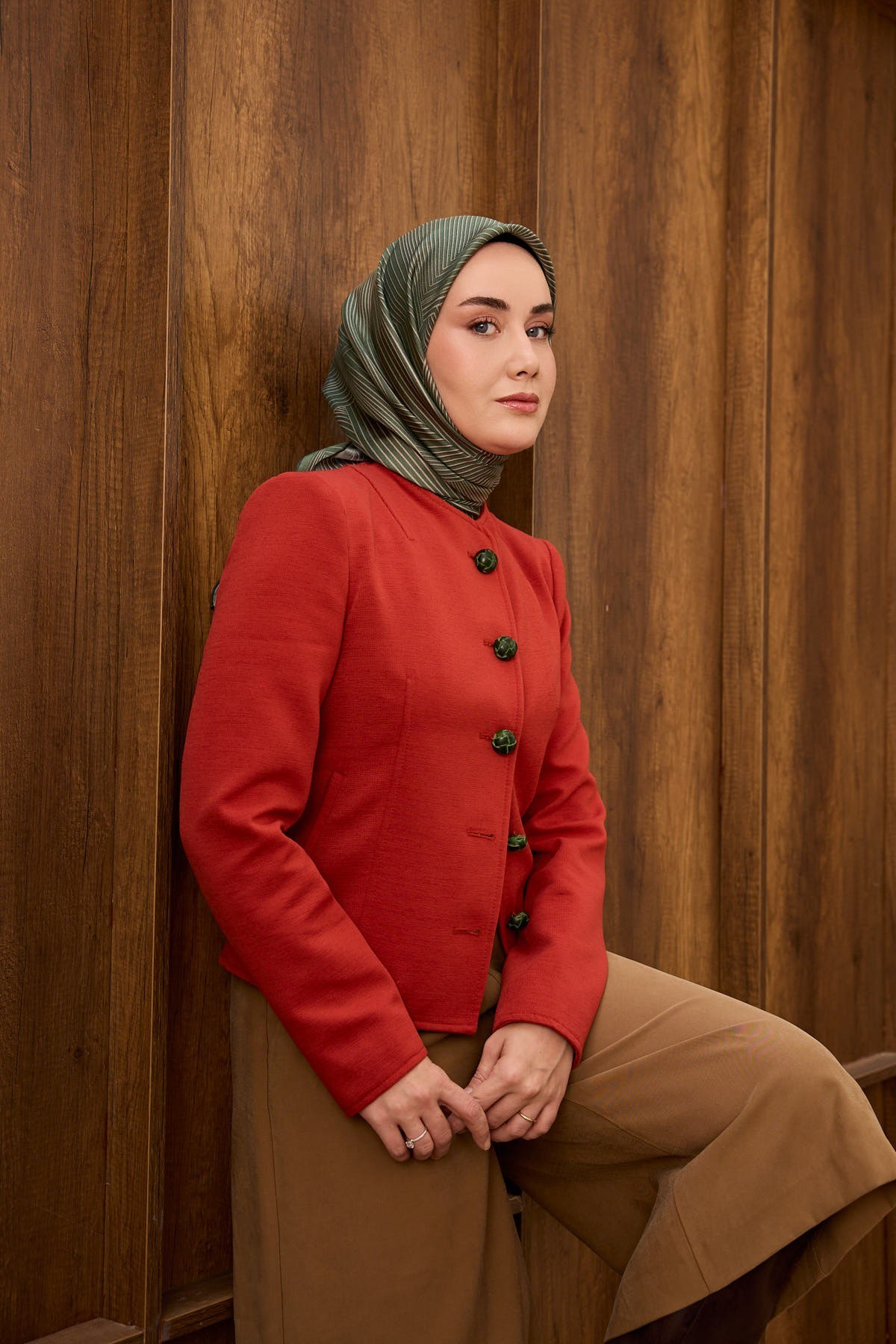 Twill İpek Eşarp Fluid Lines Yeşil