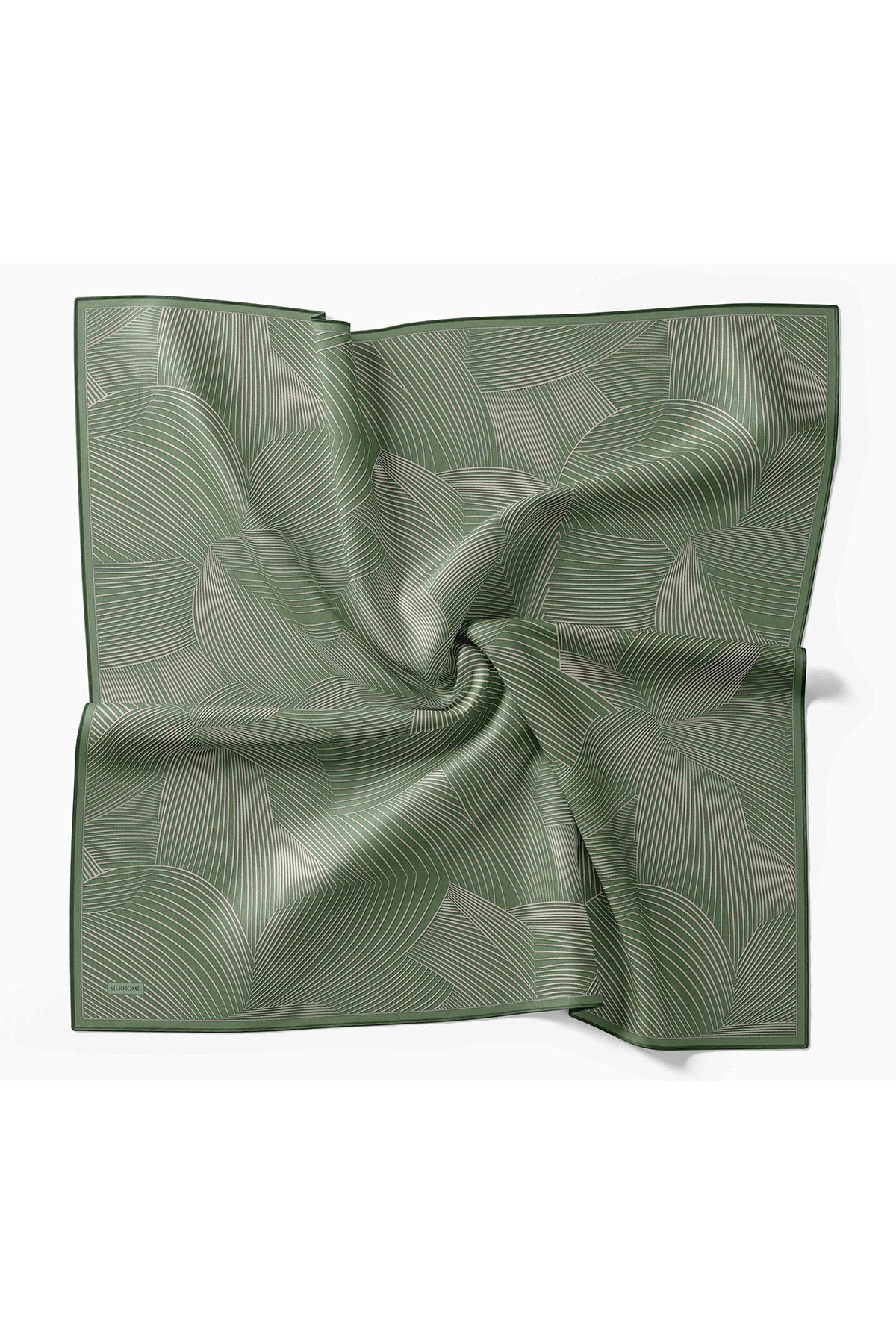 Twill İpek Eşarp Fluid Lines Yeşil