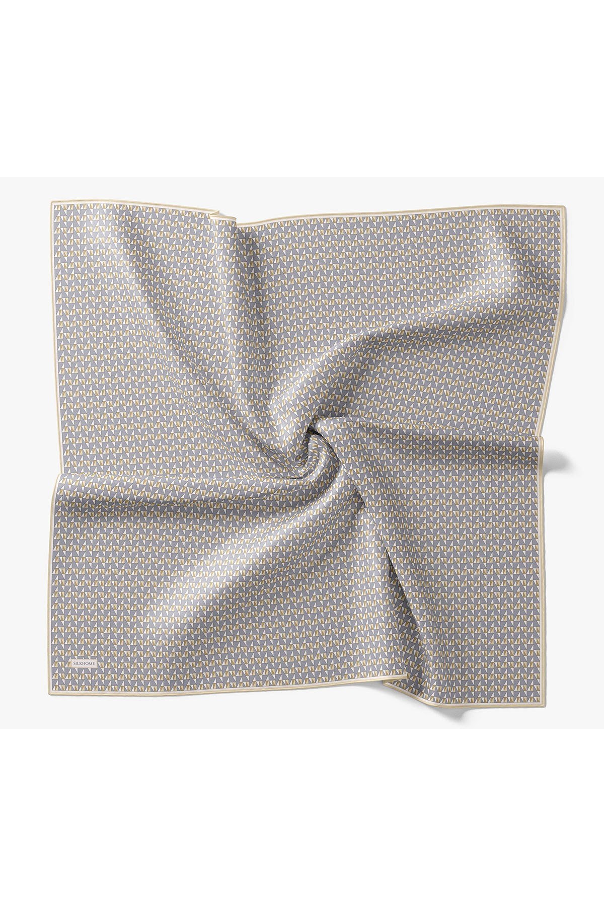 Twill İpek Eşarp Geometric Pattern Gri