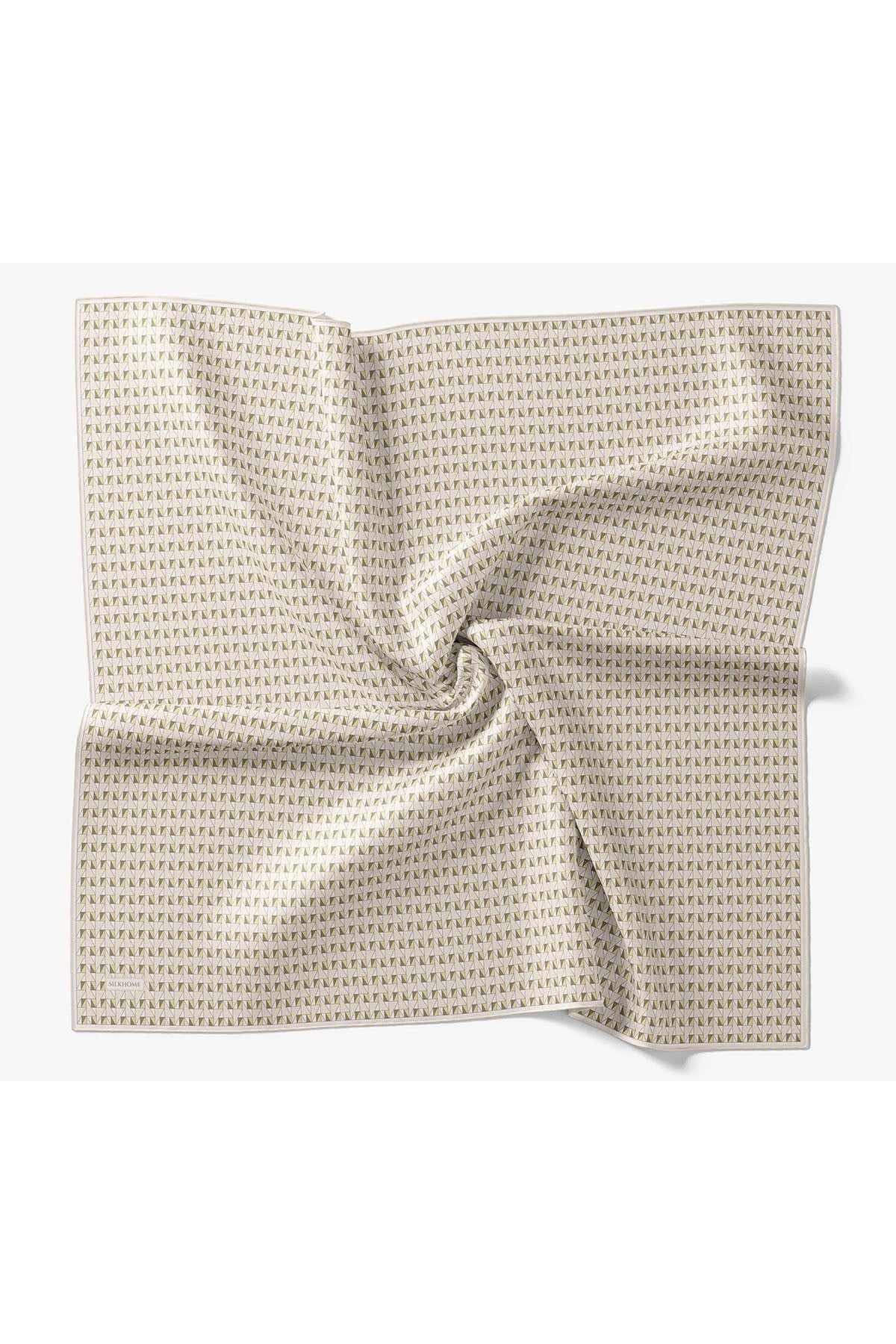 Twill İpek Eşarp Geometric Pattern Krem