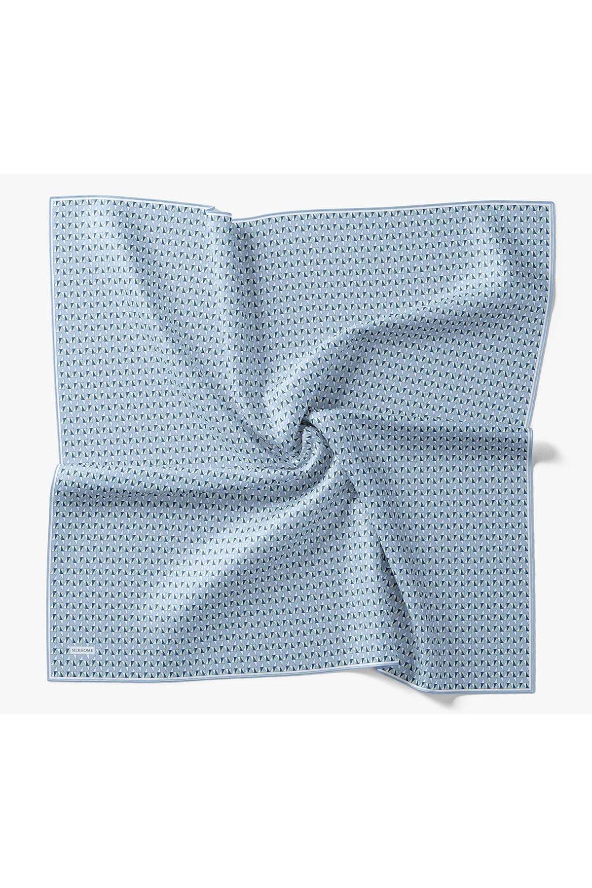 Twill İpek Eşarp Geometric Pattern Mavi