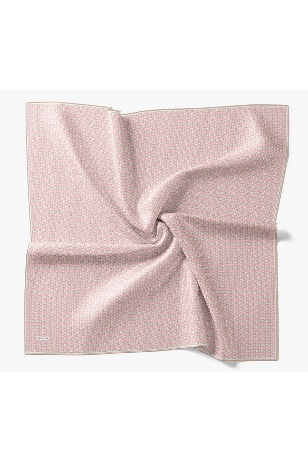 Twill İpek Eşarp Geometric Pattern Pembe