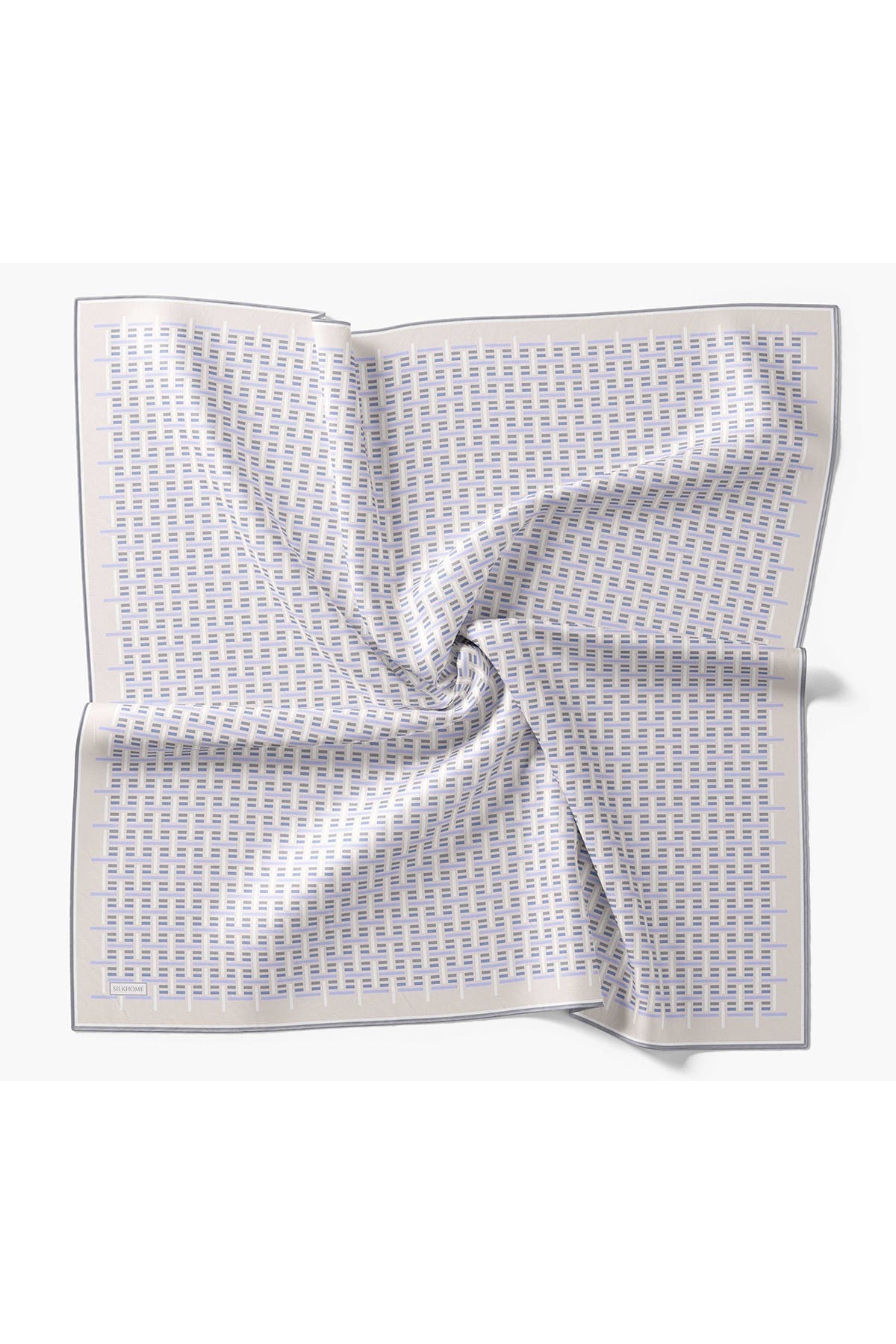 Twill İpek Eşarp Geometrik Bej