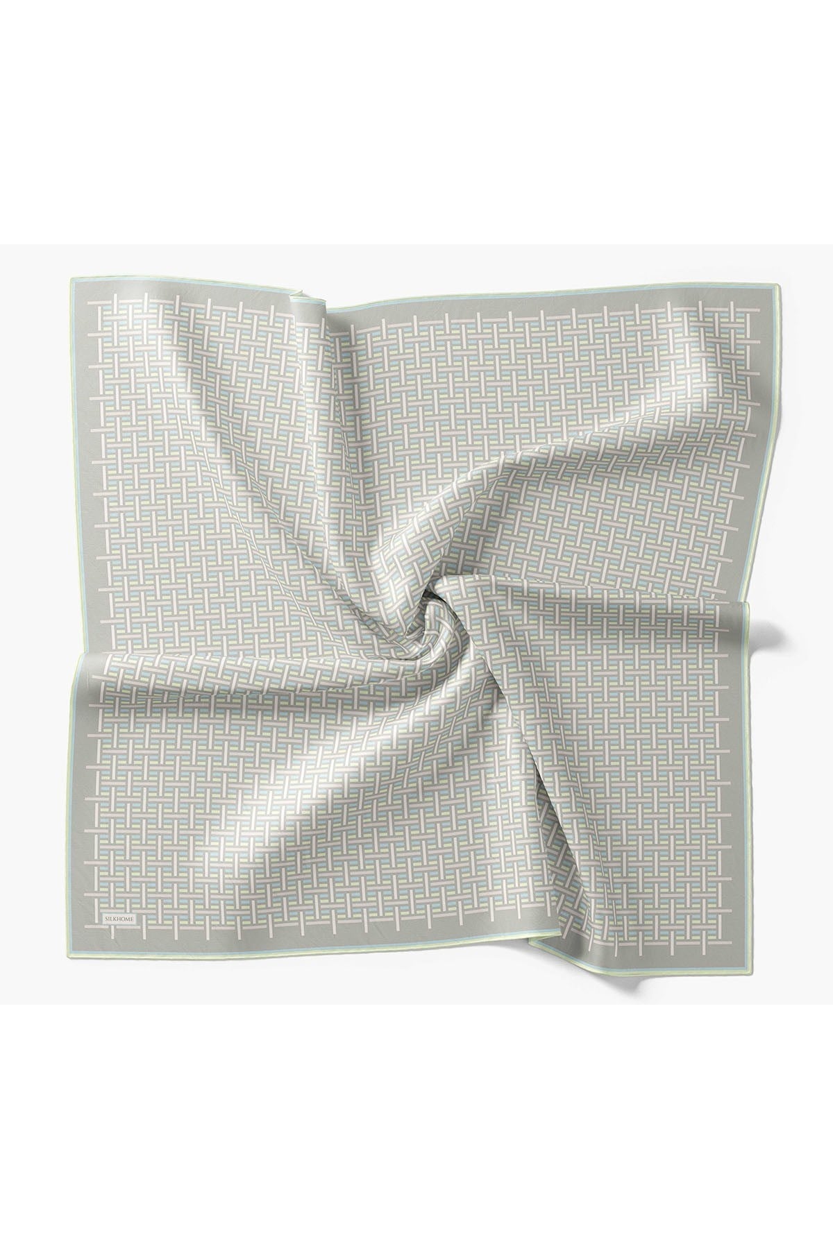 Twill İpek Eşarp Geometrik Gri
