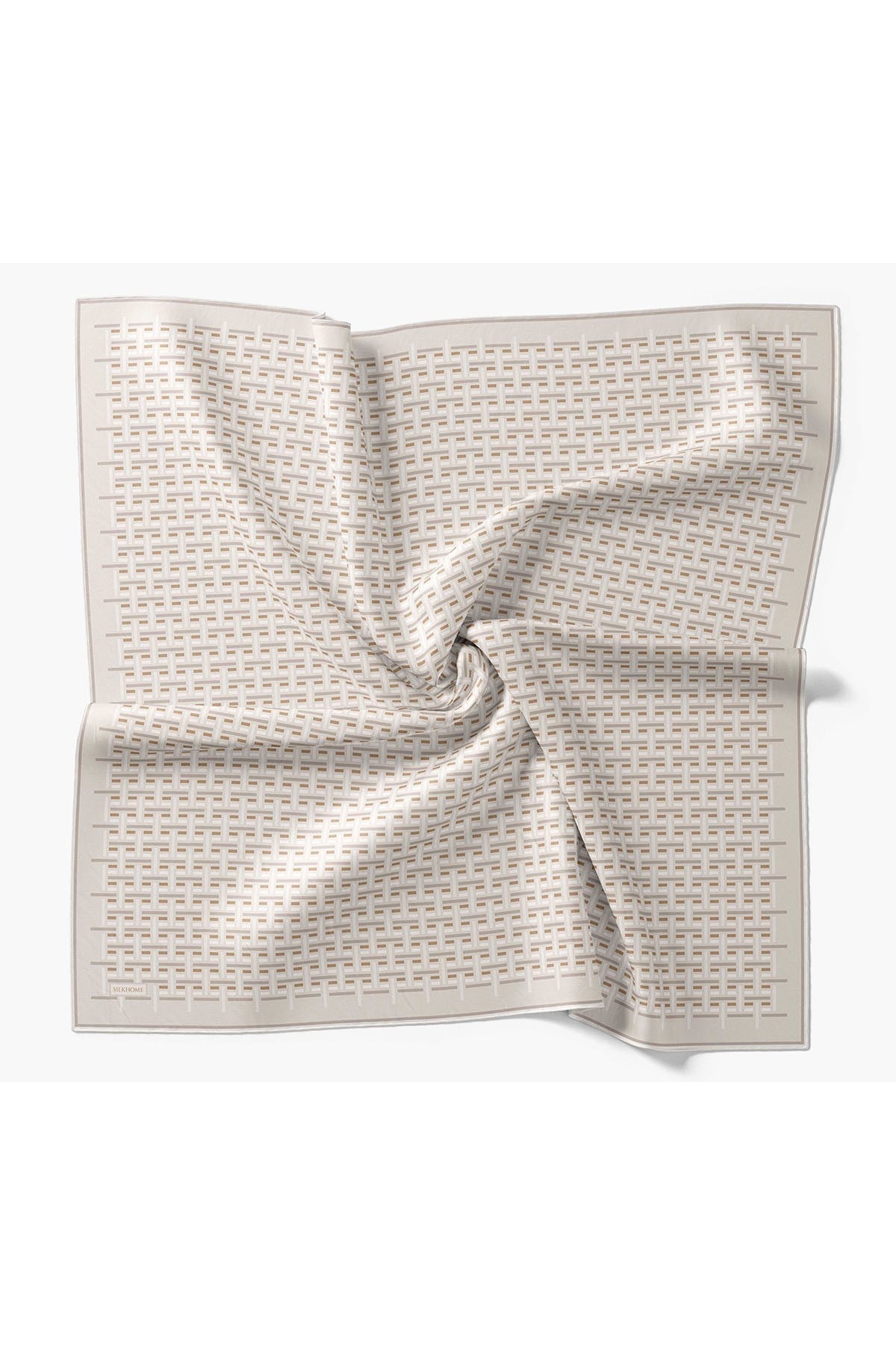 Twill İpek Eşarp Geometrik Krem