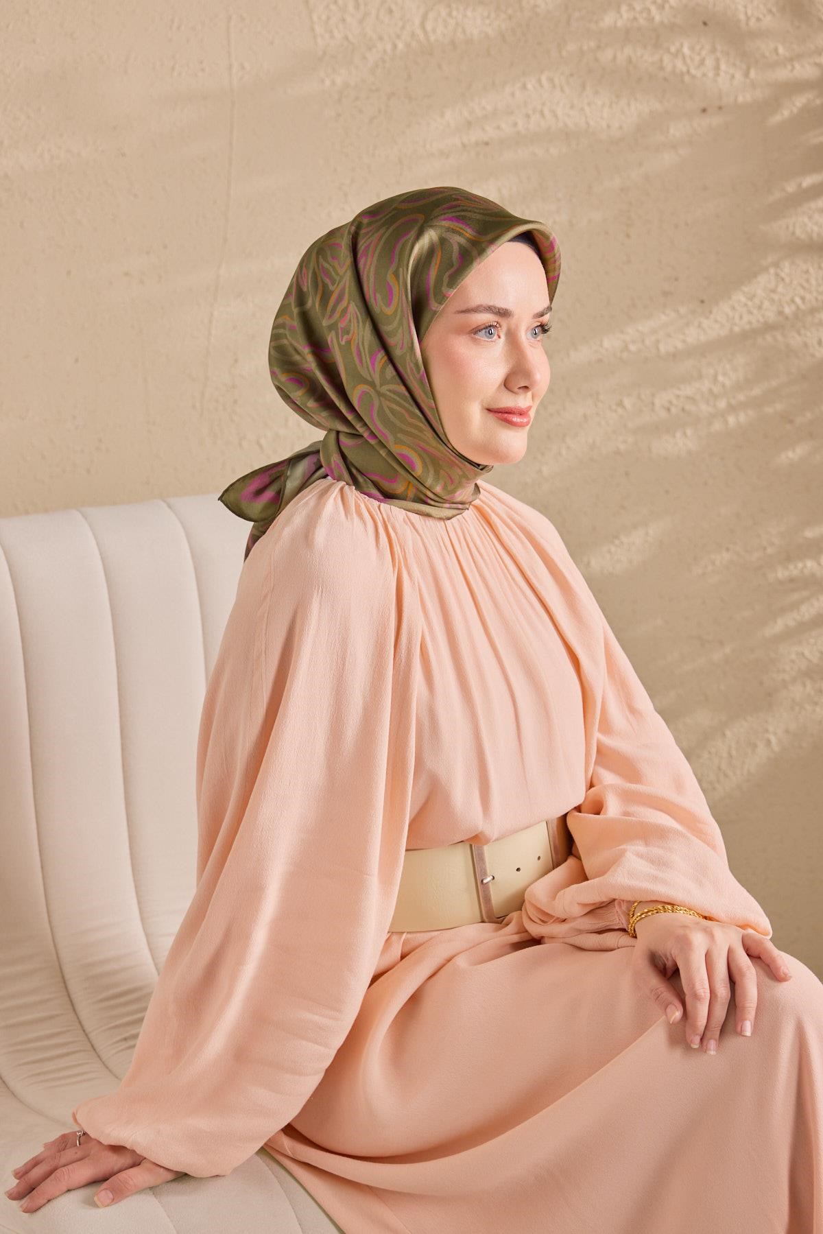 Twill İpek Eşarp Line Haki