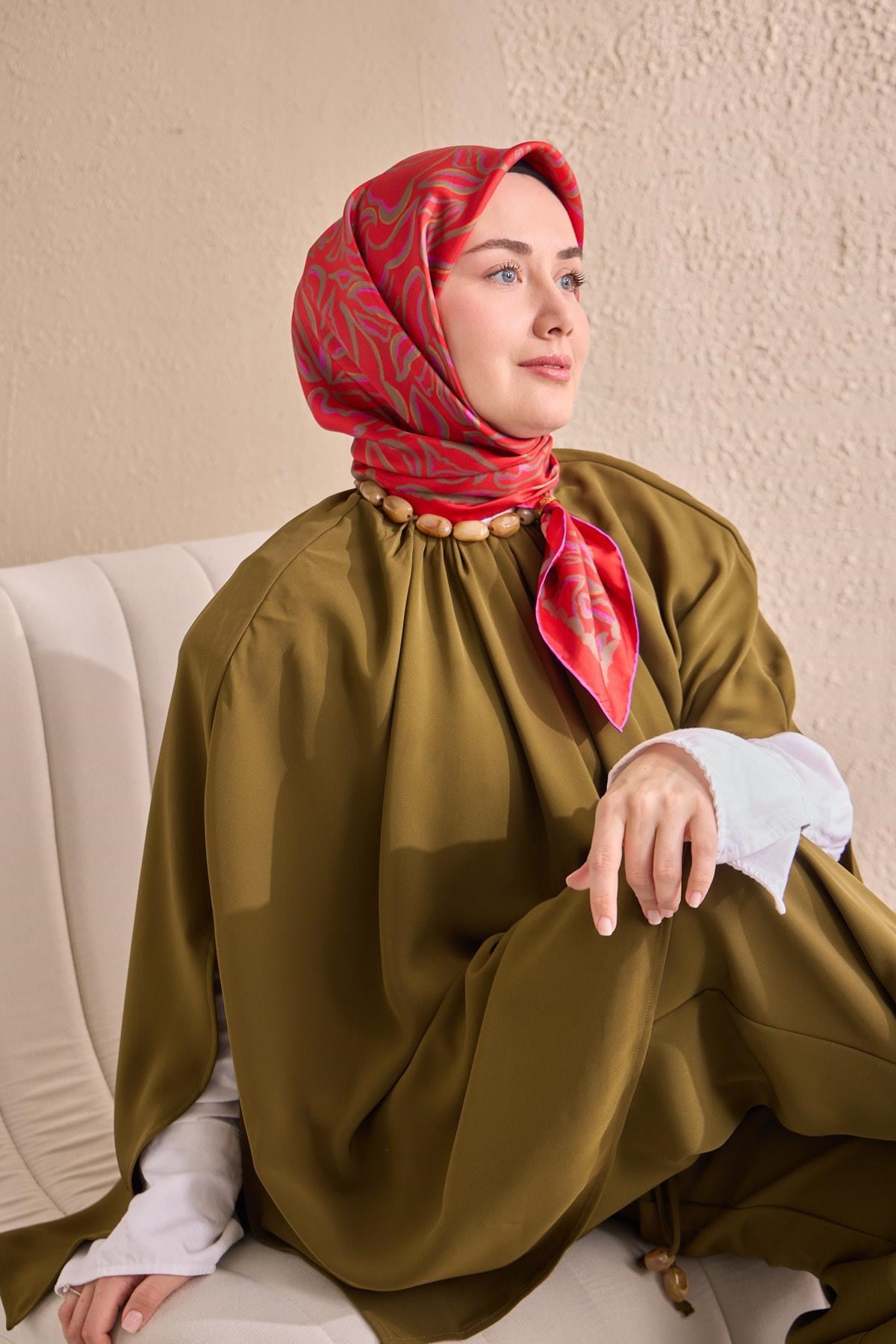 Twill İpek Eşarp Line Kırmızı