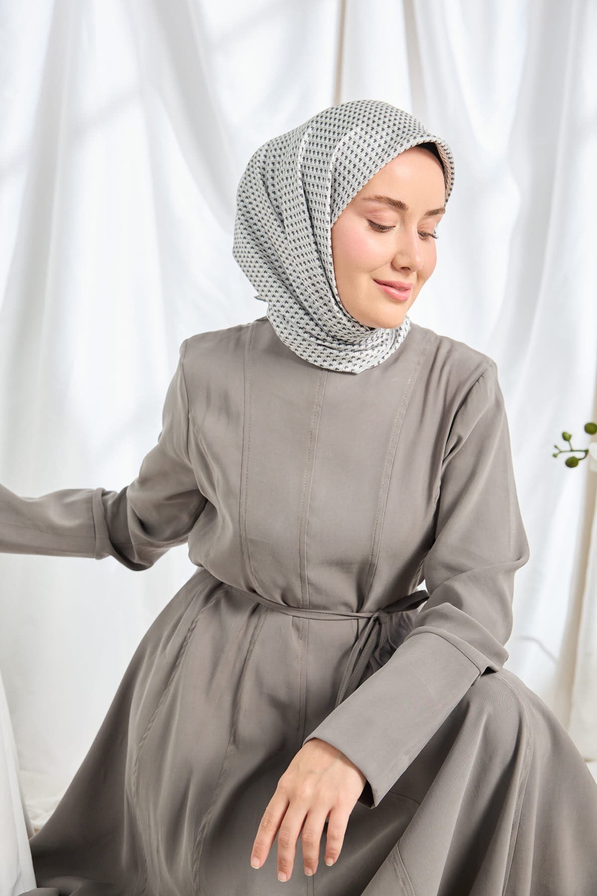 Twill İpek Eşarp Micro Kare Antrasit