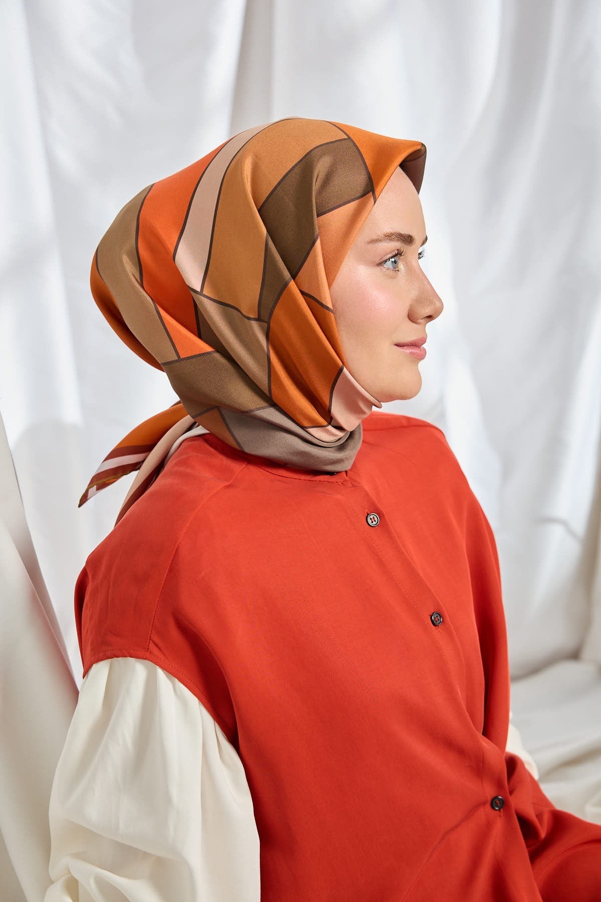Twill İpek Eşarp Mid-Century Kahverengi