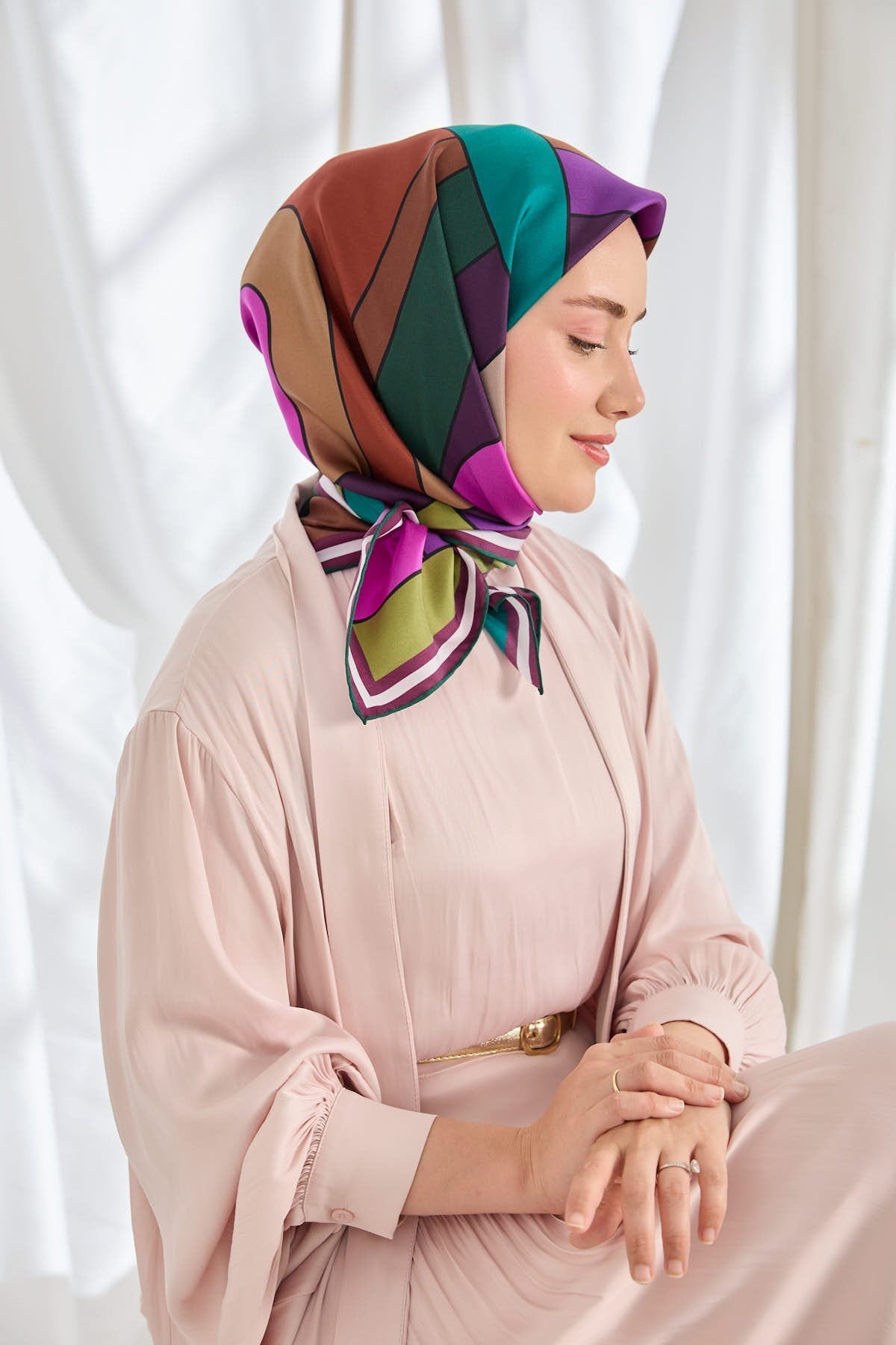Twill İpek Eşarp Mid-Century Koyu Mor