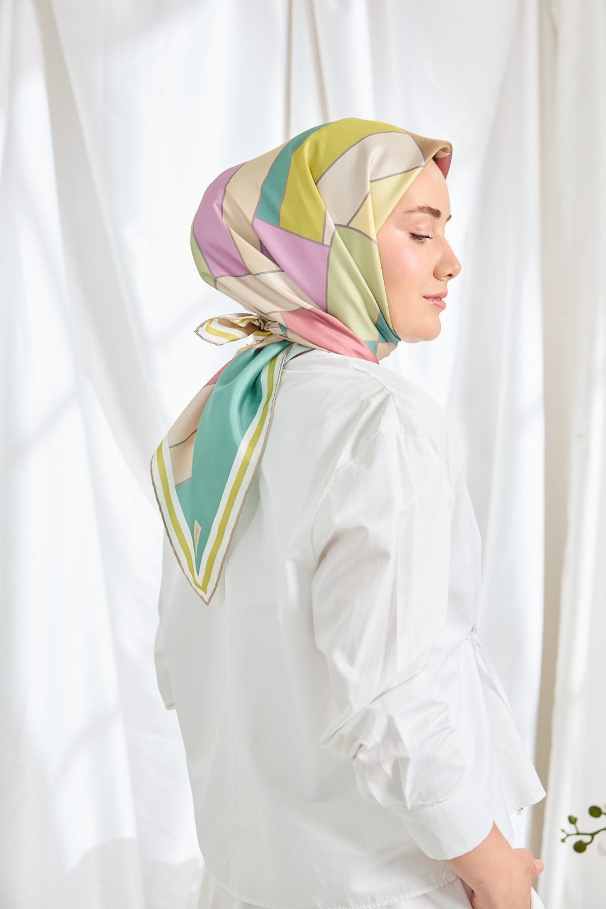 Twill İpek Eşarp Mid-Century Yeşll
