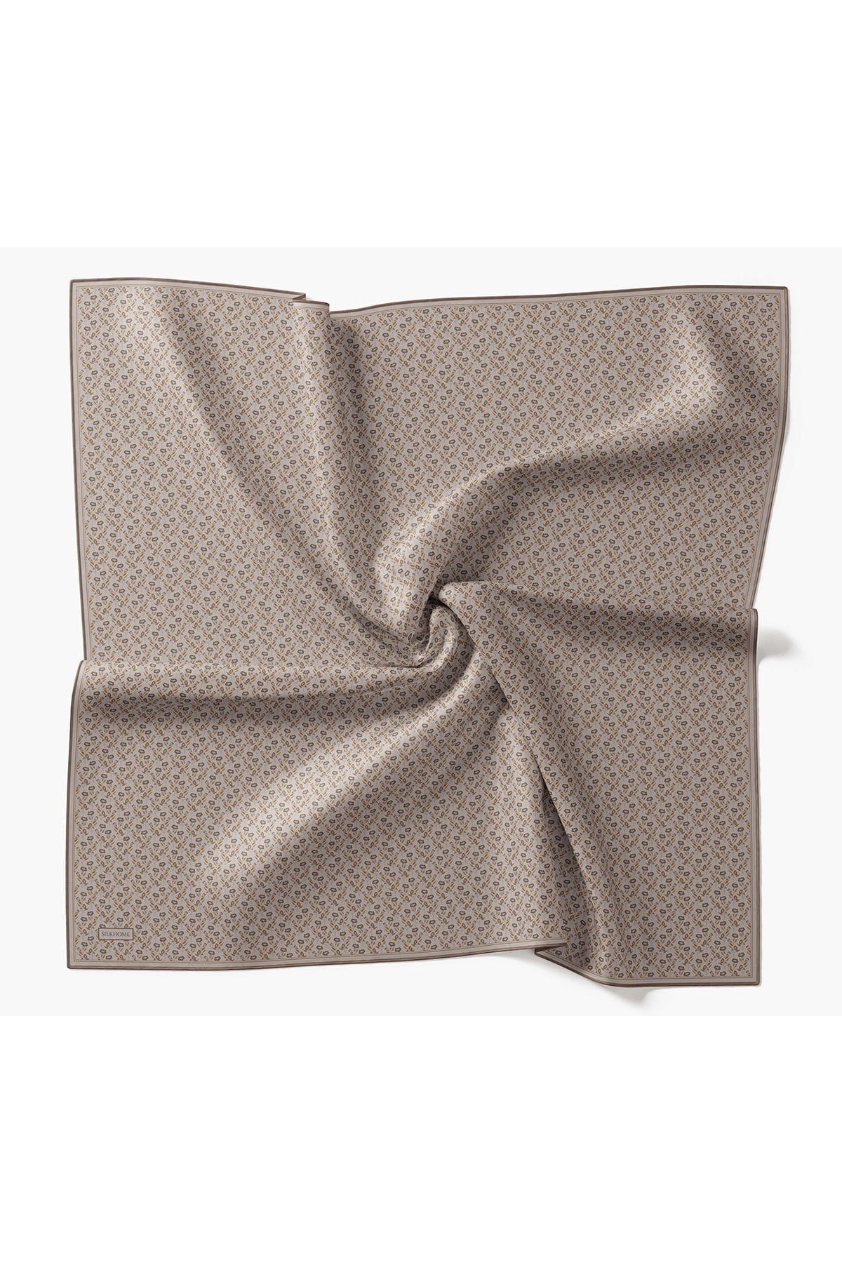 Twill İpek Eşarp Mini Bouquet Açık Gri