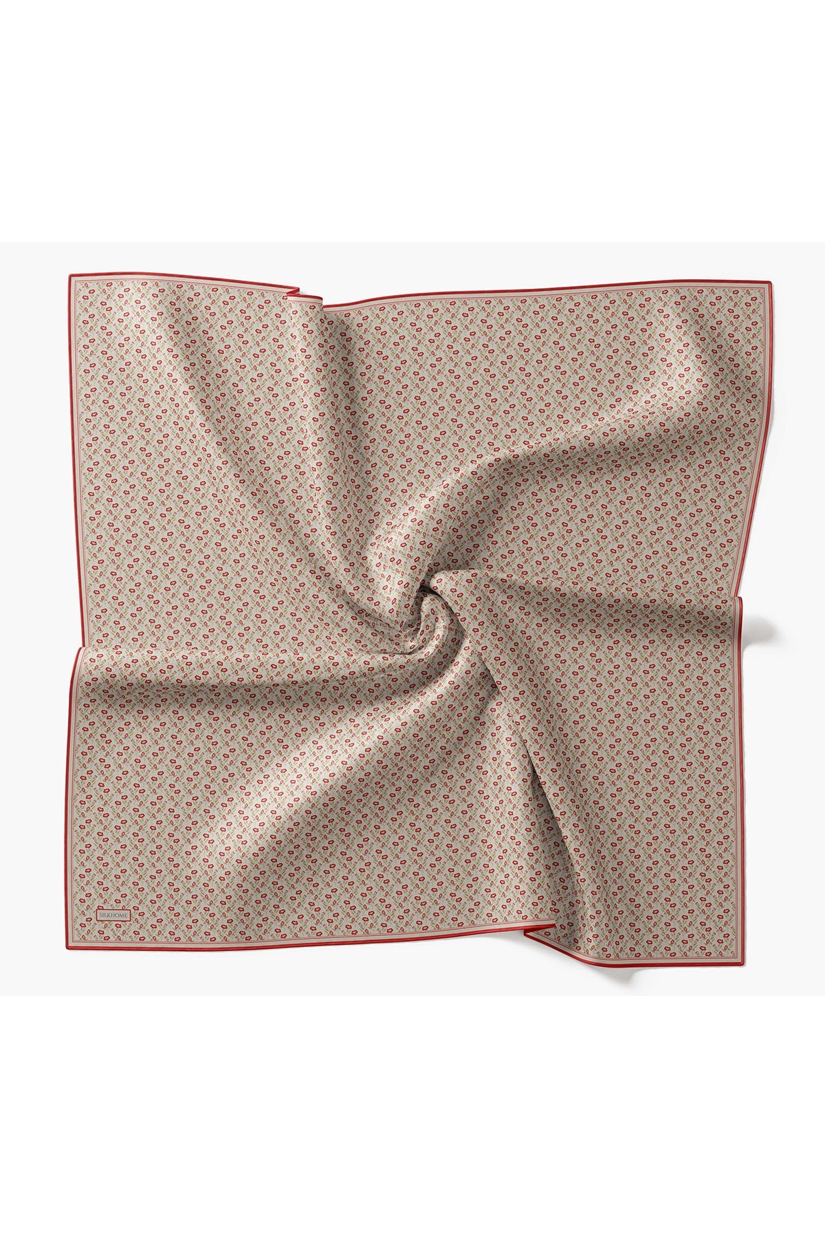 Twill İpek Eşarp Mini Bouquet Krem