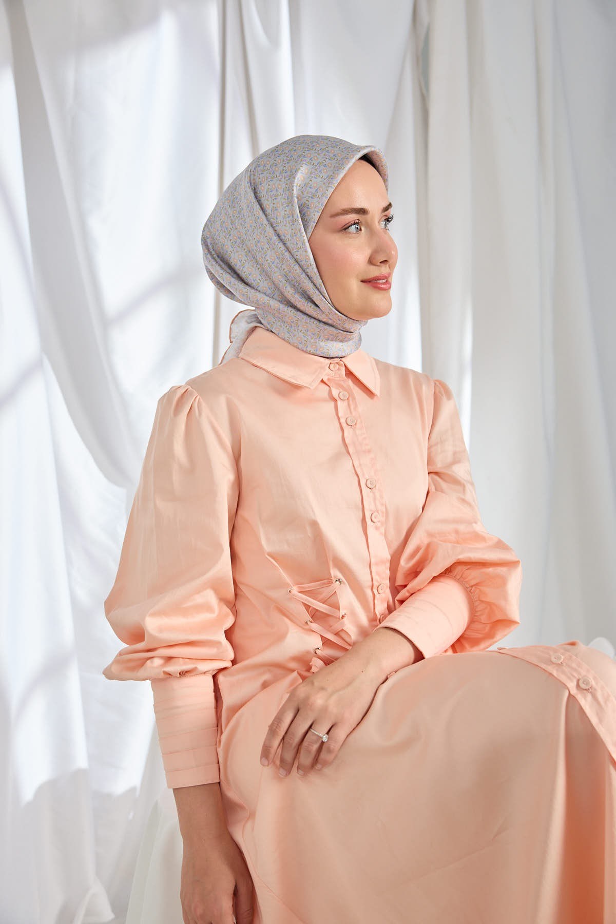 Twill İpek Eşarp Mini Bouquet Lila