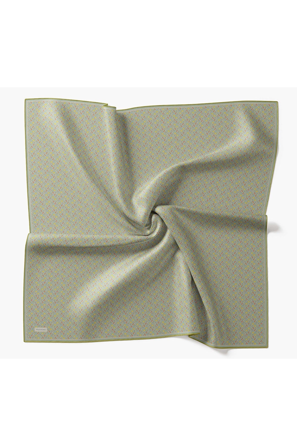 Twill İpek Eşarp Mini Bouquet Mint Yeşil
