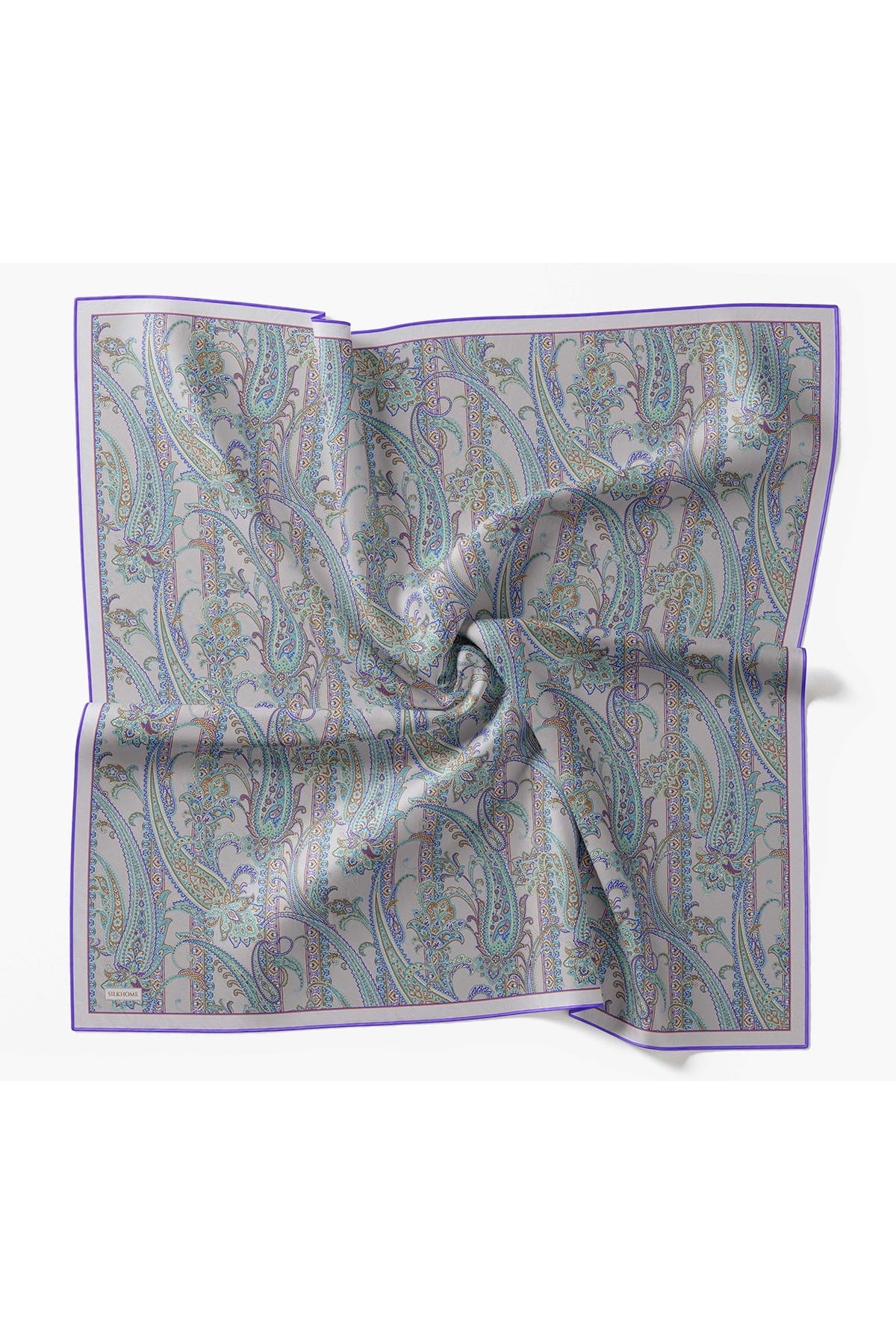 Twill İpek Eşarp Ottoman Paisley Gümüş
