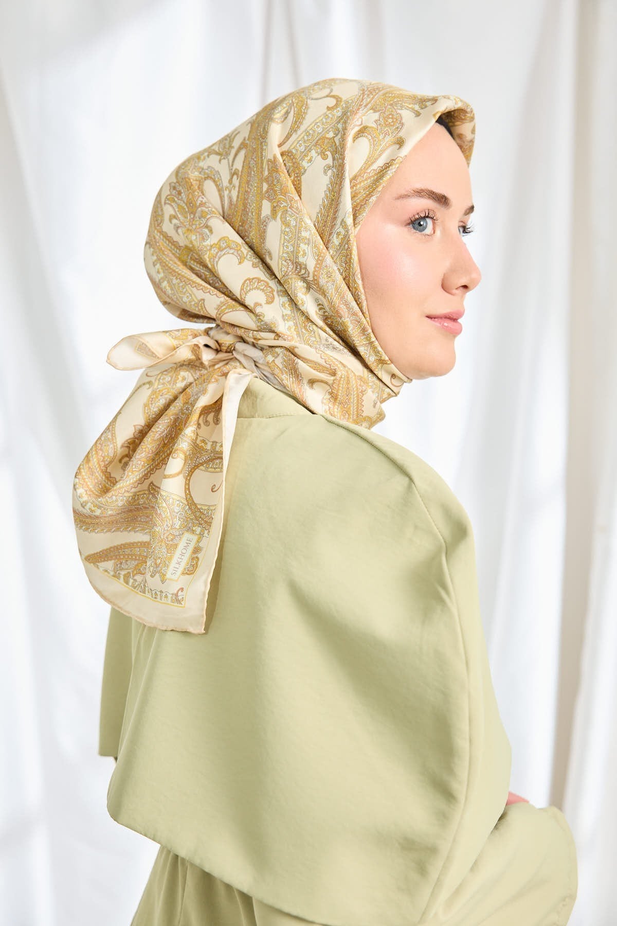 Twill İpek Eşarp Ottoman Paisley Krem