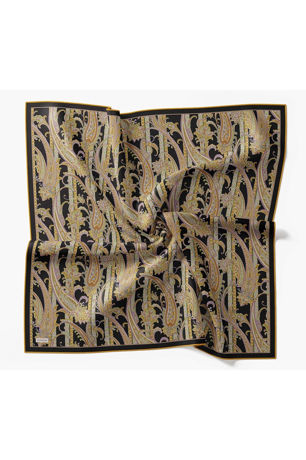 Twill İpek Eşarp Ottoman Paisley Siyah