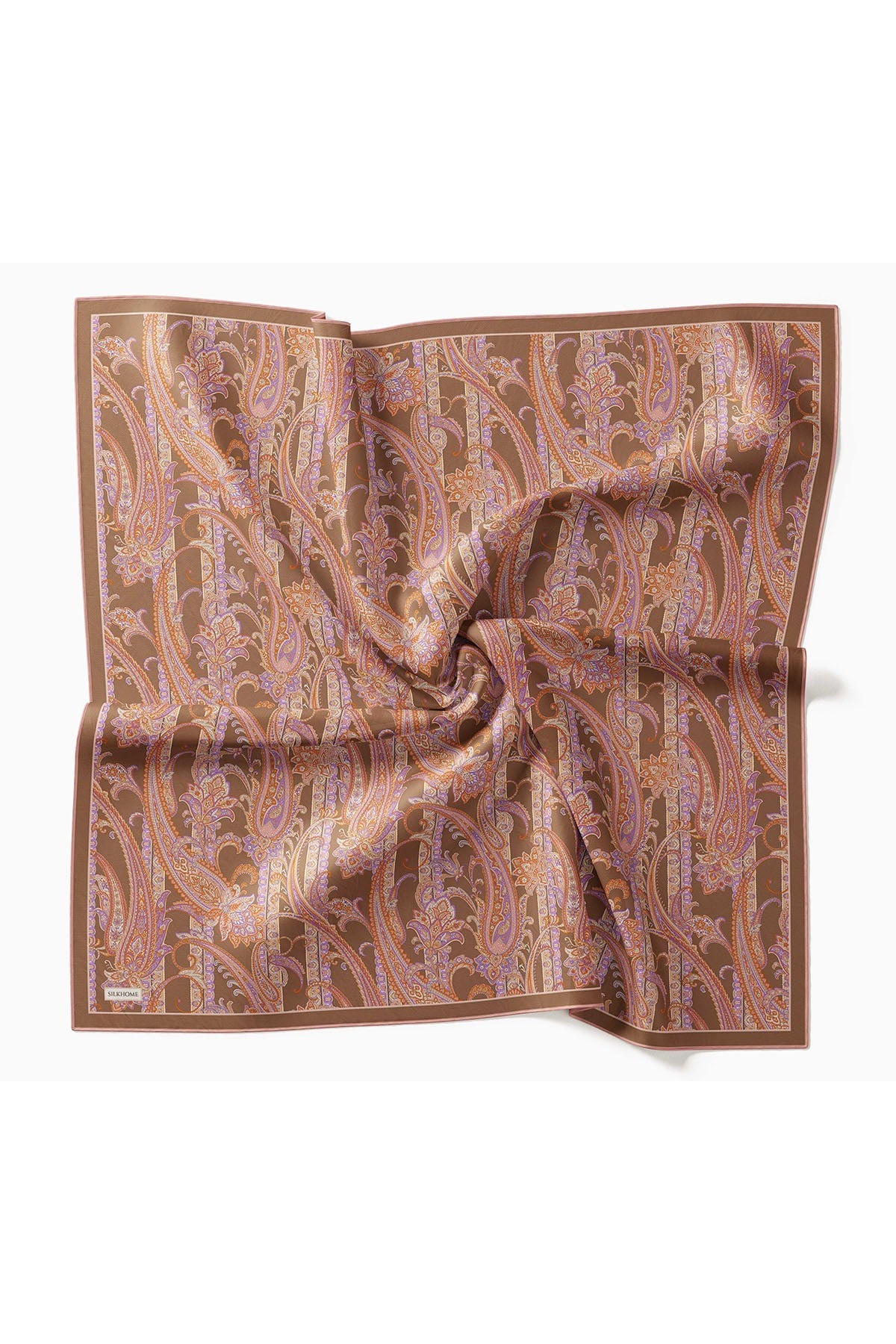 Twill İpek Eşarp Ottoman Paisley Yeşil Kahve